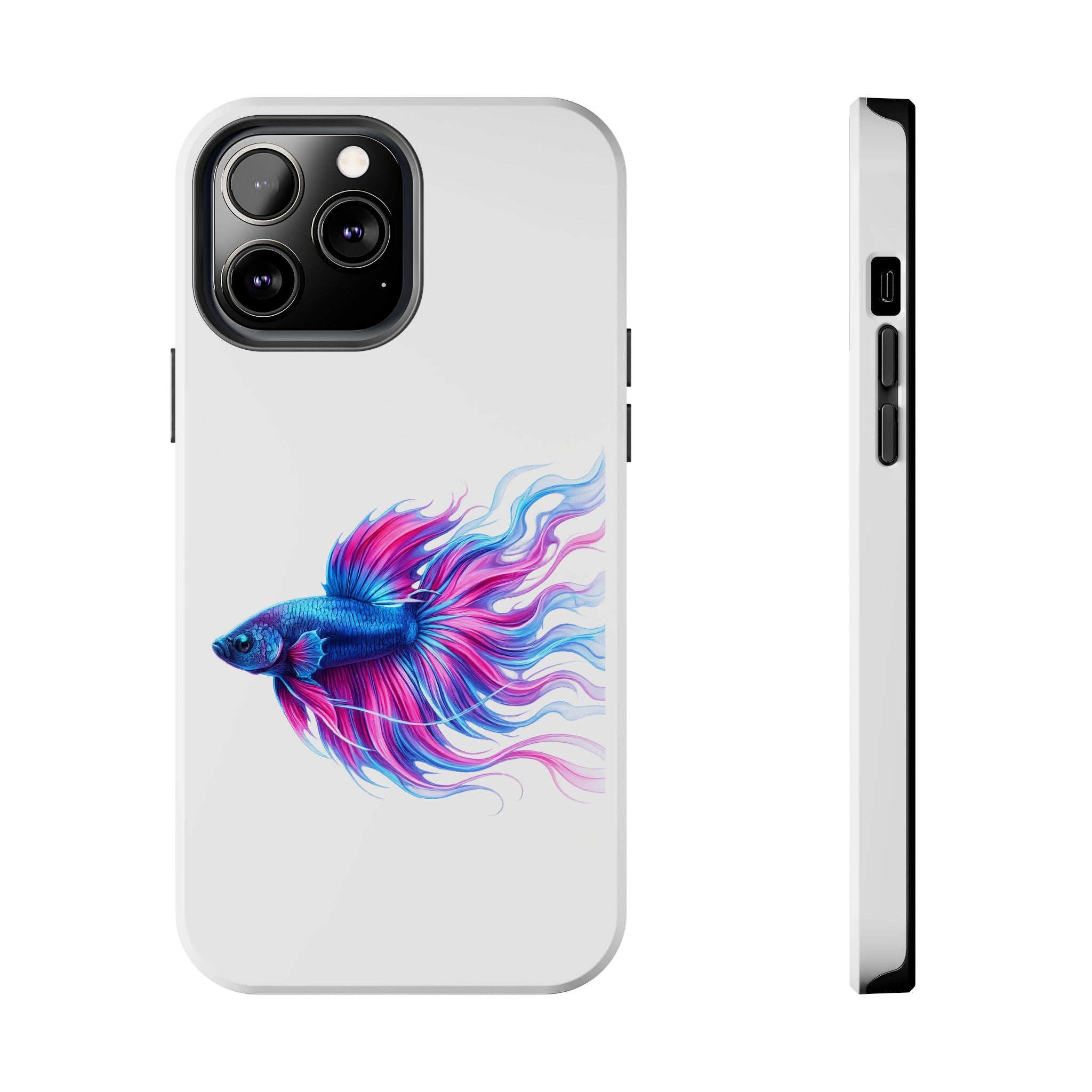 Betta Fish Tough Phone Case — Colorful Blue & Pink Aquarium Art