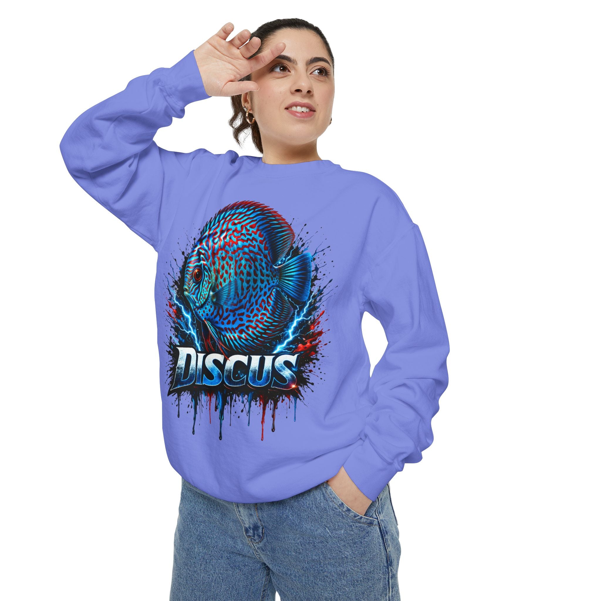 Discus Fish Graphic Sweatshirt — Vibrant Aquarium Lover Crewneck