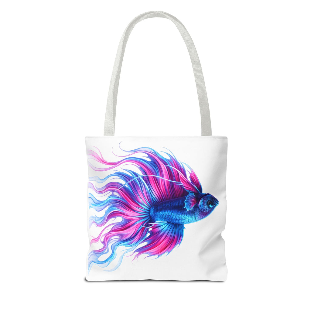 Colorful Betta Fish Tote Bag — Vibrant Blue & Pink Aquatic Art Beach Tote