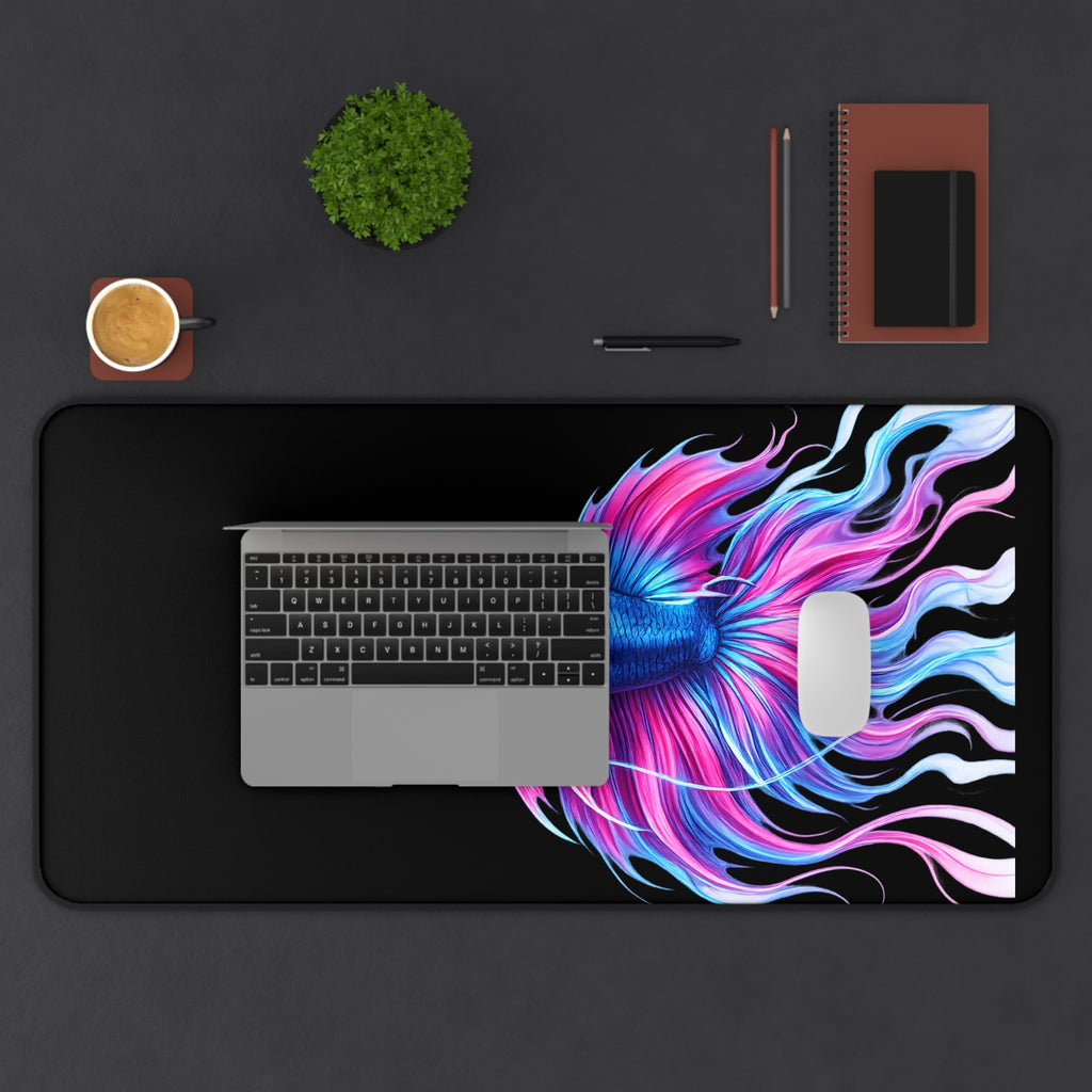 Betta Fish Desk Mat — Neon Aquatic Mouse Pad for Gamers & Home Offices