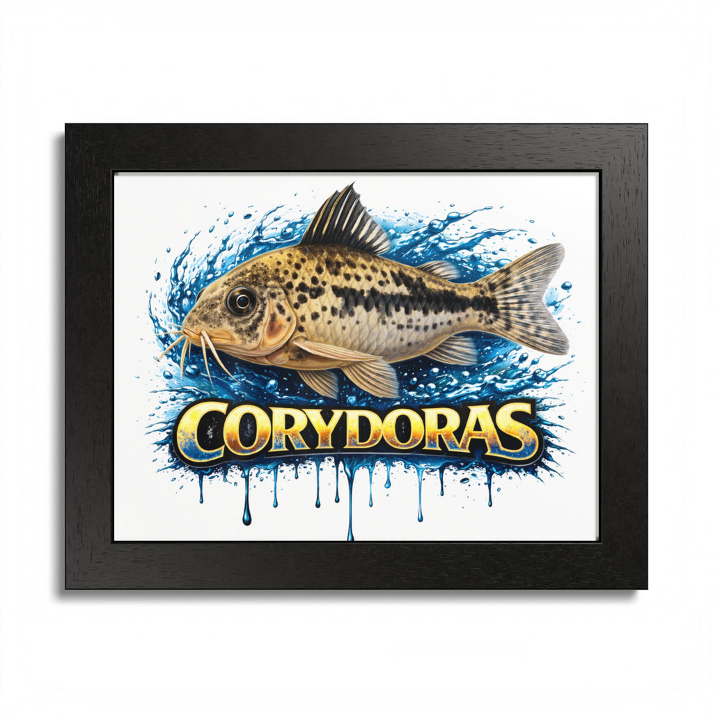 Corydoras Fish Framed Poster — Colorful Aquarium Art Print