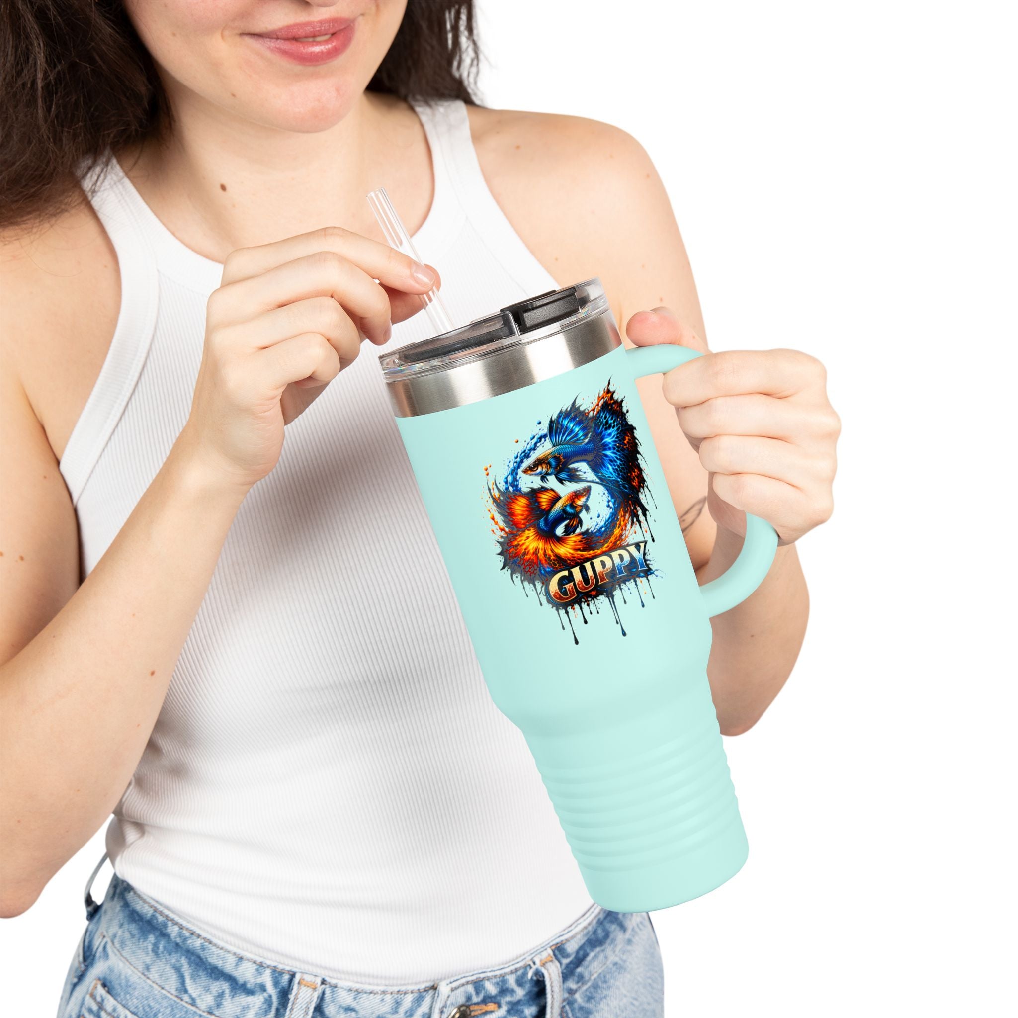 Fire & Ice Guppy – "Neon Flare" 40oz Insulated Travel Mug