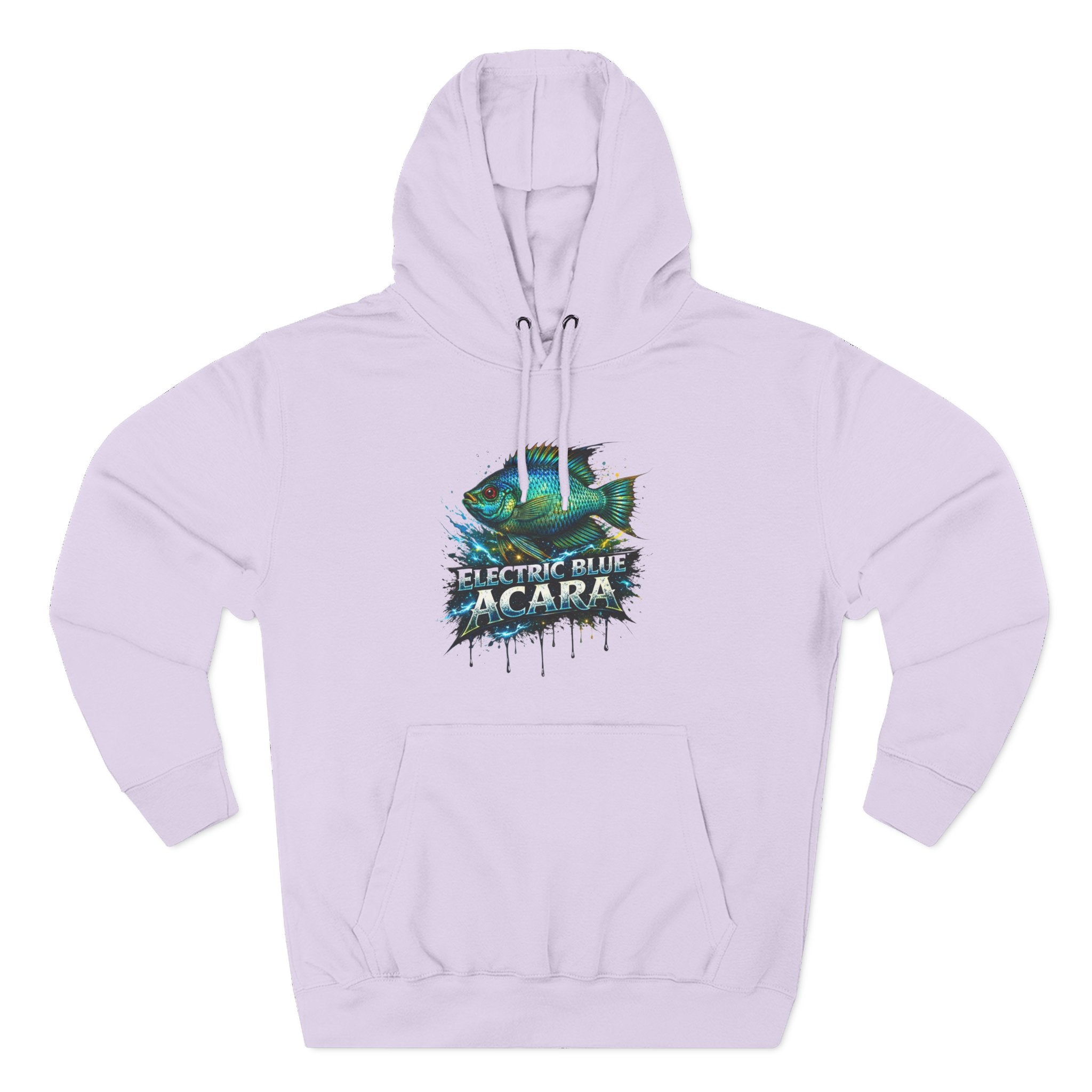 Electric Blue Acara Hoodie — Colorful Aquarium Fish Graphic Fleece Pullover