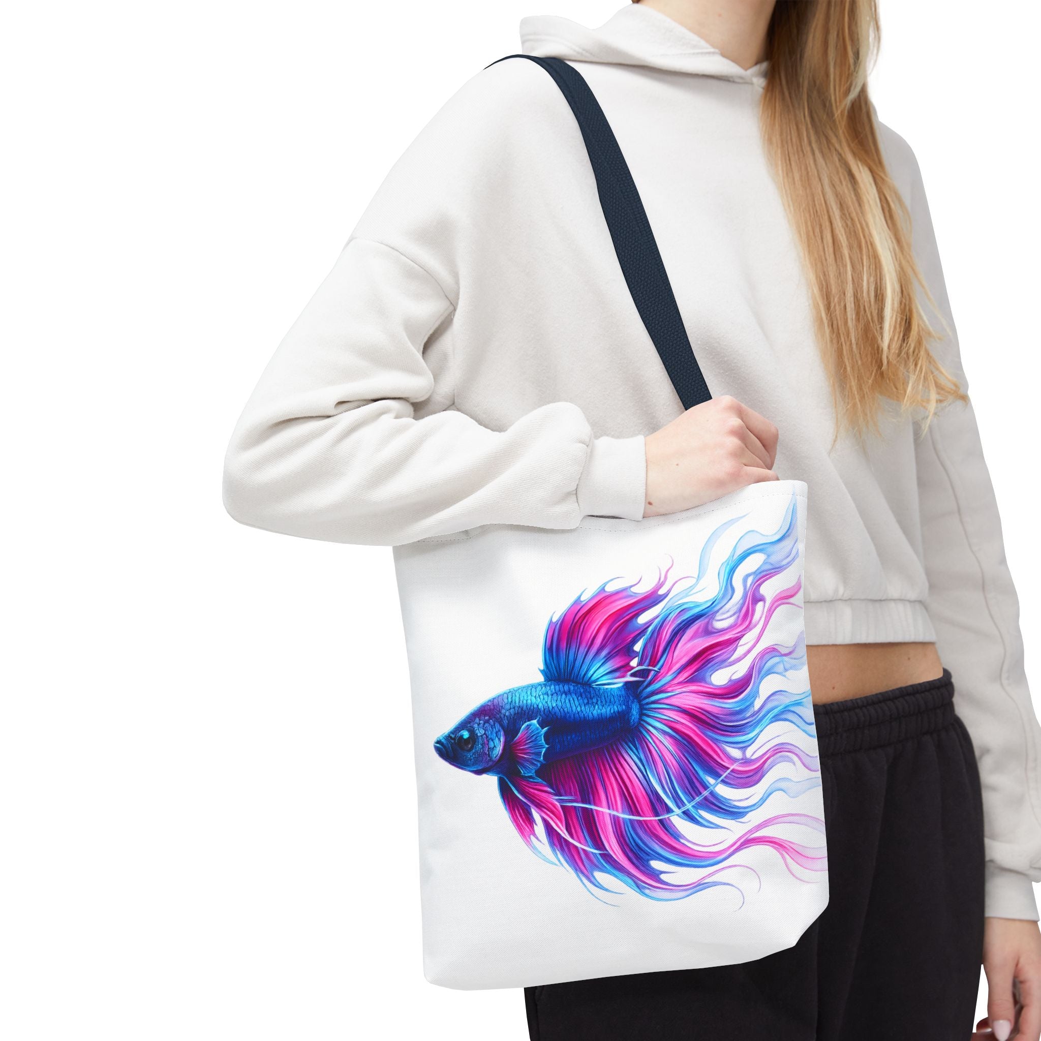 Colorful Betta Fish Tote Bag — Vibrant Blue & Pink Aquatic Art Beach Tote