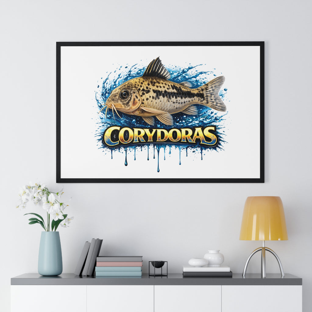 Peppered Corydoras Fish Framed Poster — Aquarium Wall Art