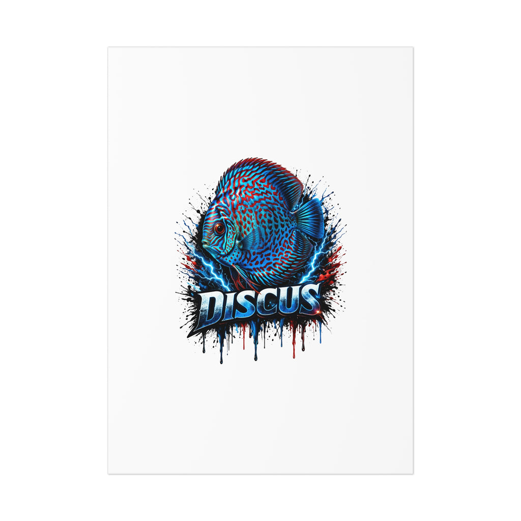 Discus Fish Poster — Vibrant Blue Aquarium Art Print