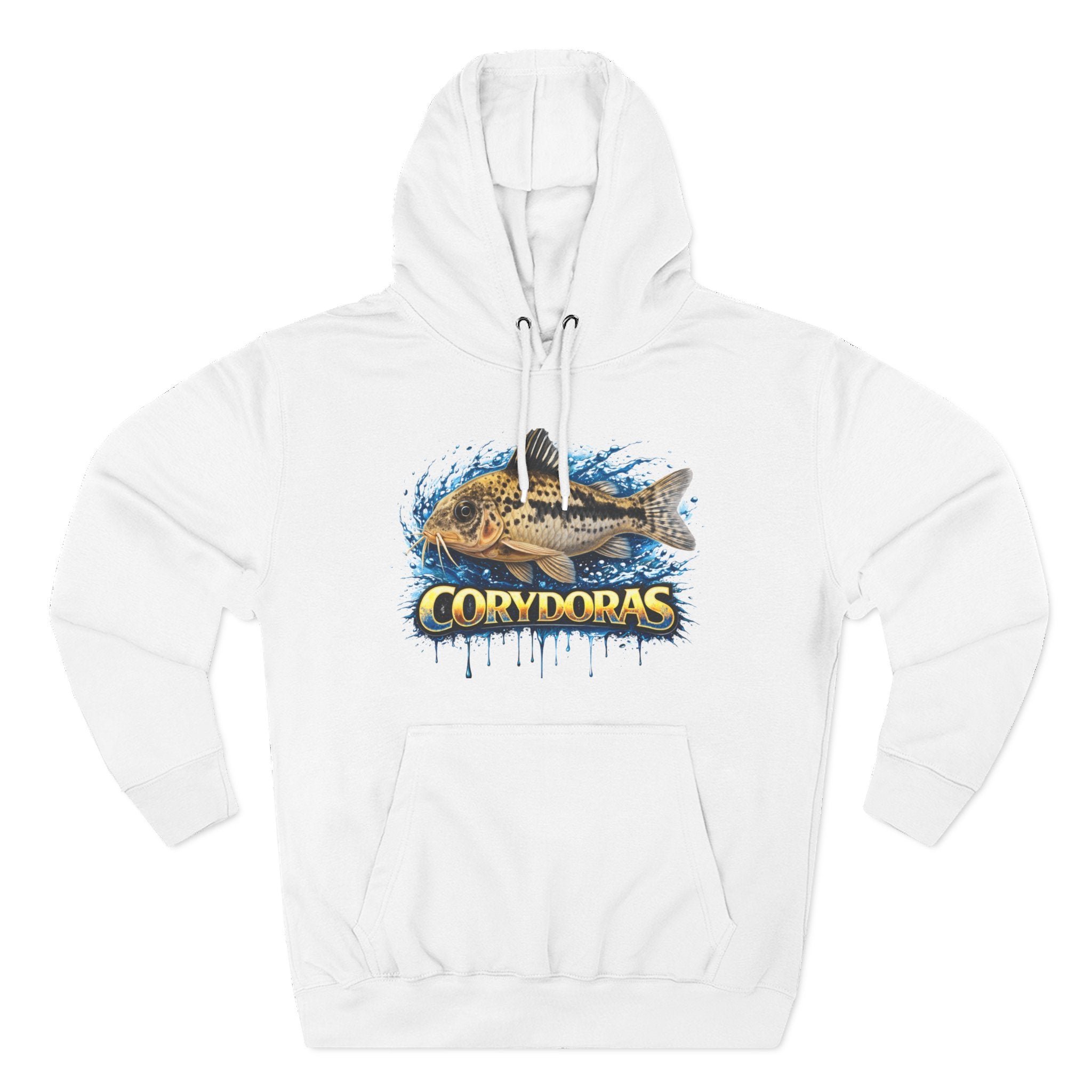 Peppered Corydoras Midweight Fleece Hoodie — Aquatic Catfish Illustration Pullover