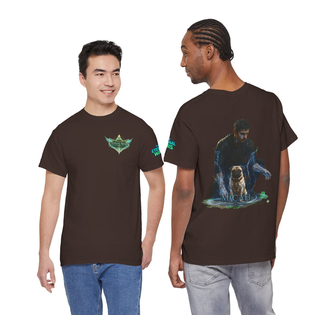 T-Shirt — Nature Warrior Graphic Tee with Man and Dog Illustration