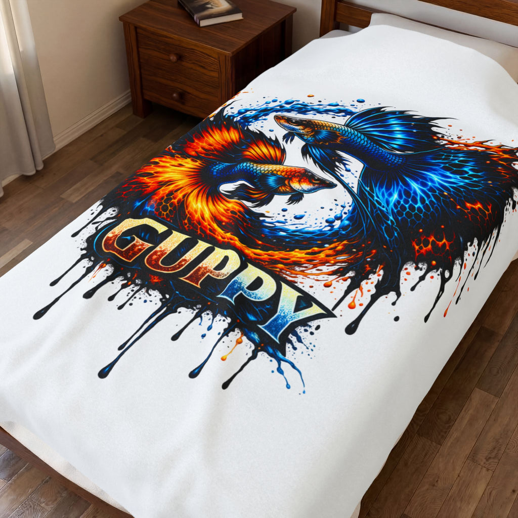 Fire & Ice Guppy – Premium "Infinite Flow" Velveteen Blanket