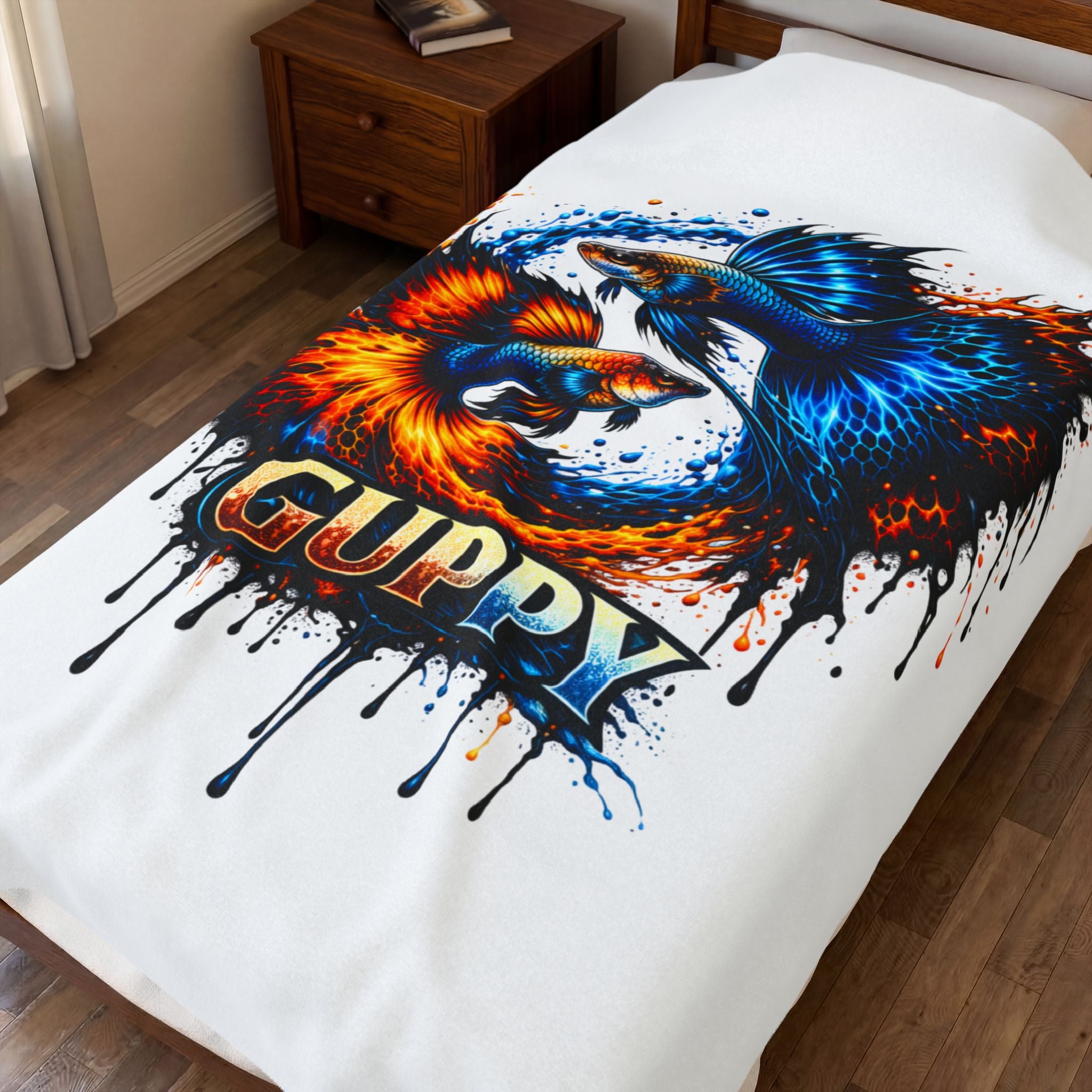 Fire & Ice Guppy – Premium "Infinite Flow" Velveteen Blanket