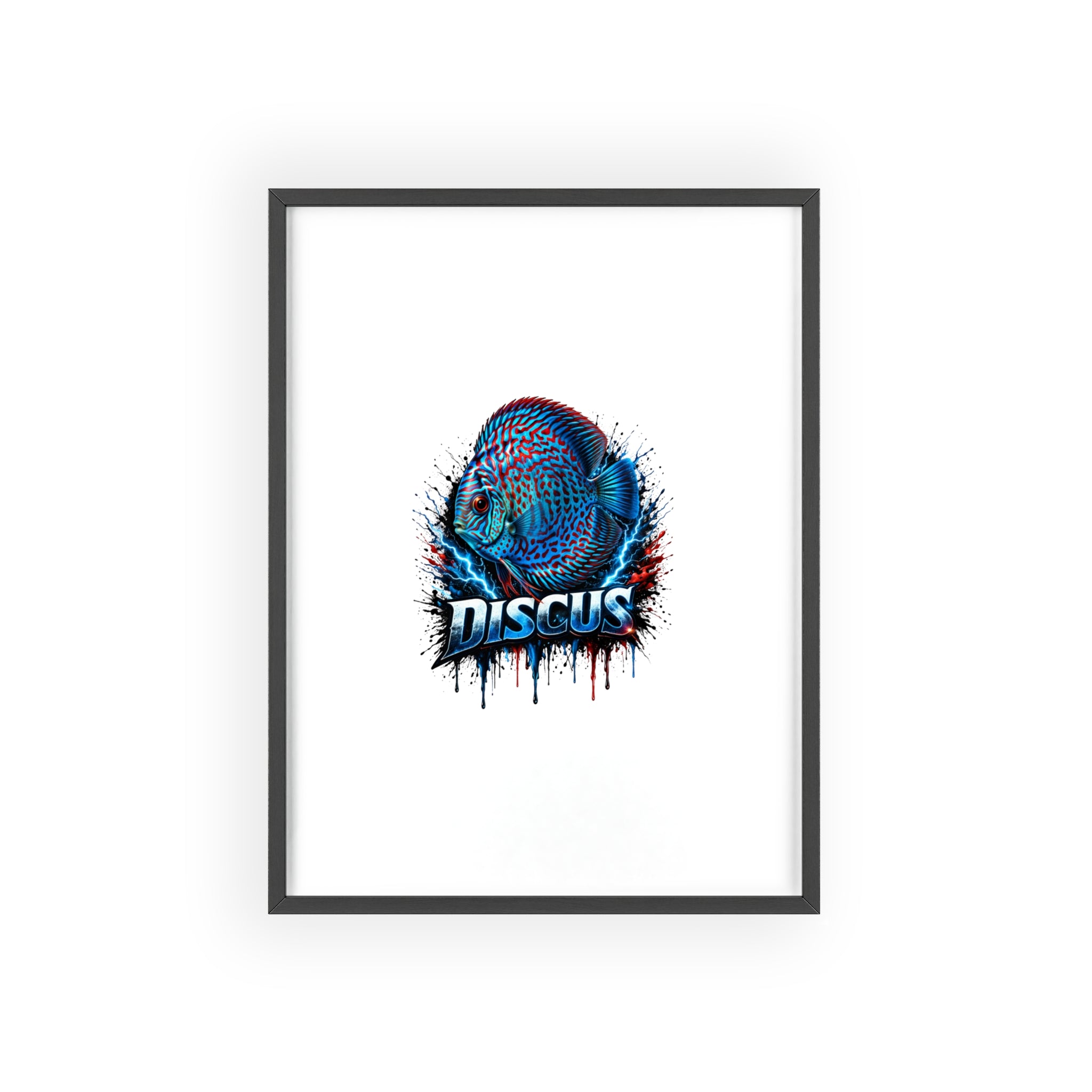 Discus Fish Poster with Wooden Frame — Colorful Aquarium Art Print