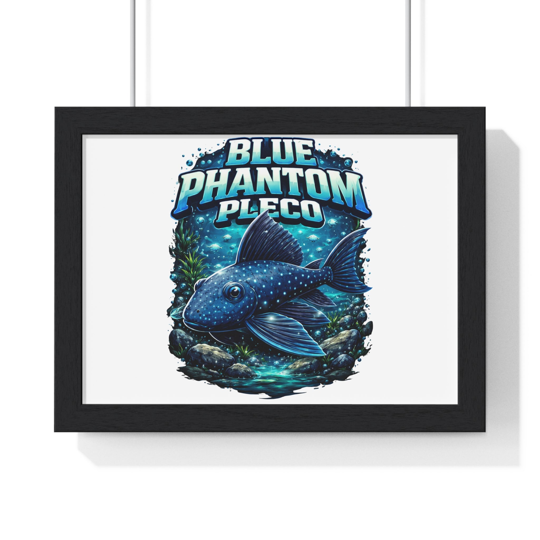 Blue Phantom Pleco Framed Poster — Aquatic Fish Art Print