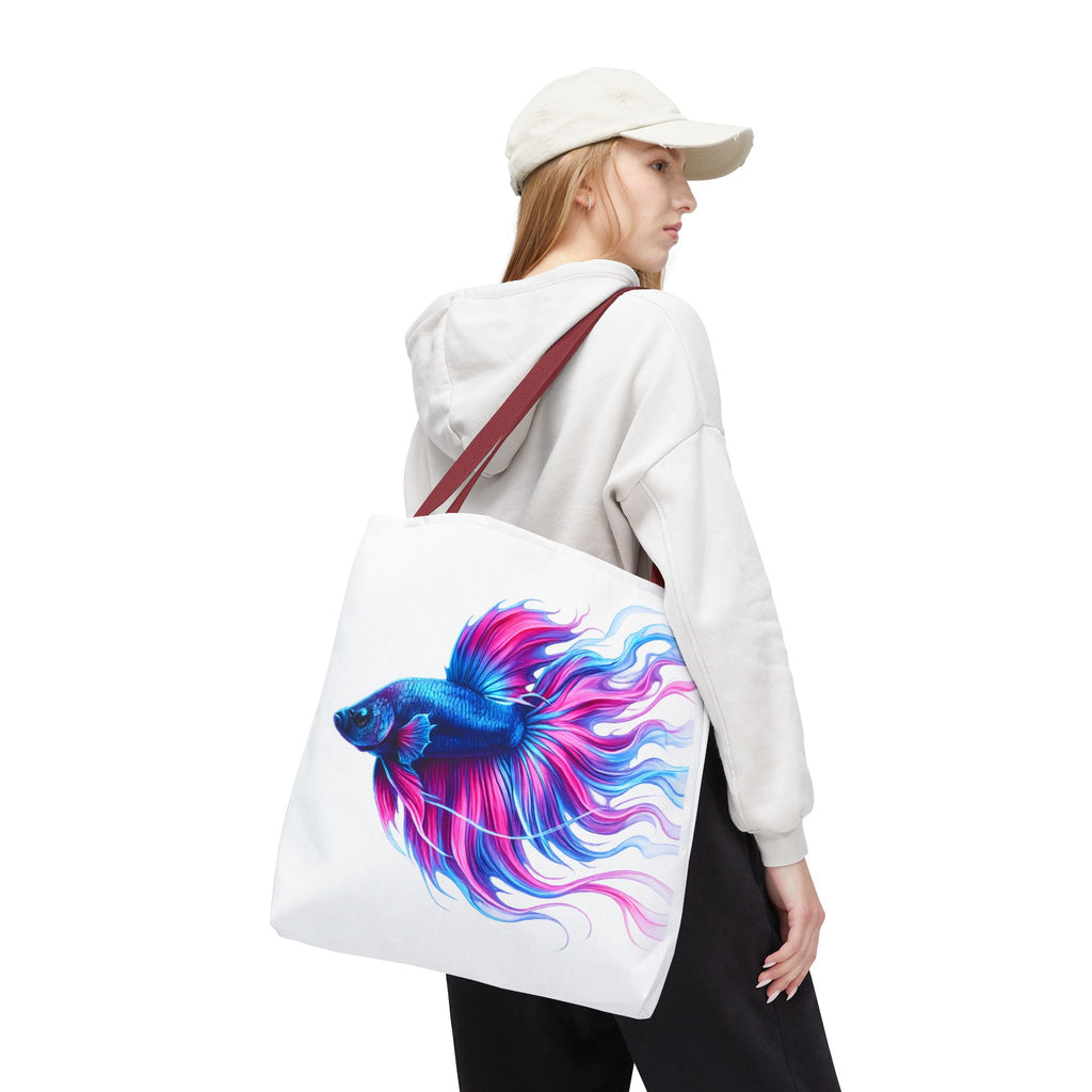 Colorful Betta Fish Tote Bag — Vibrant Blue & Pink Aquatic Art Beach Tote