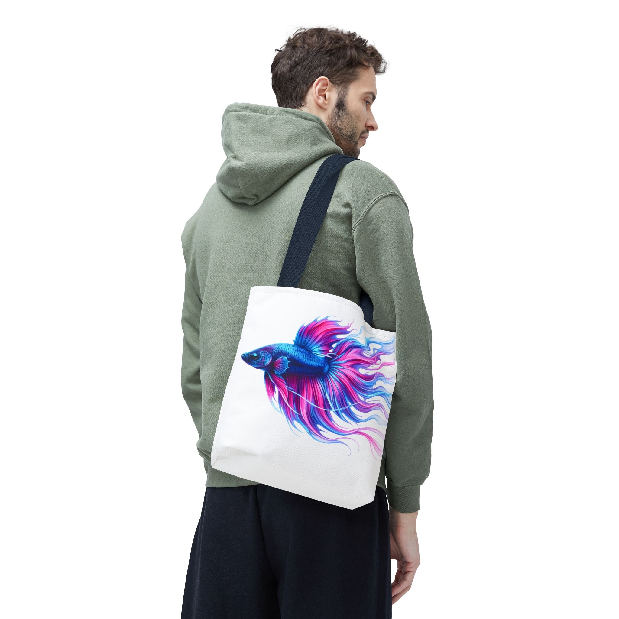 Colorful Betta Fish Tote Bag — Vibrant Blue & Pink Aquatic Art Beach Tote