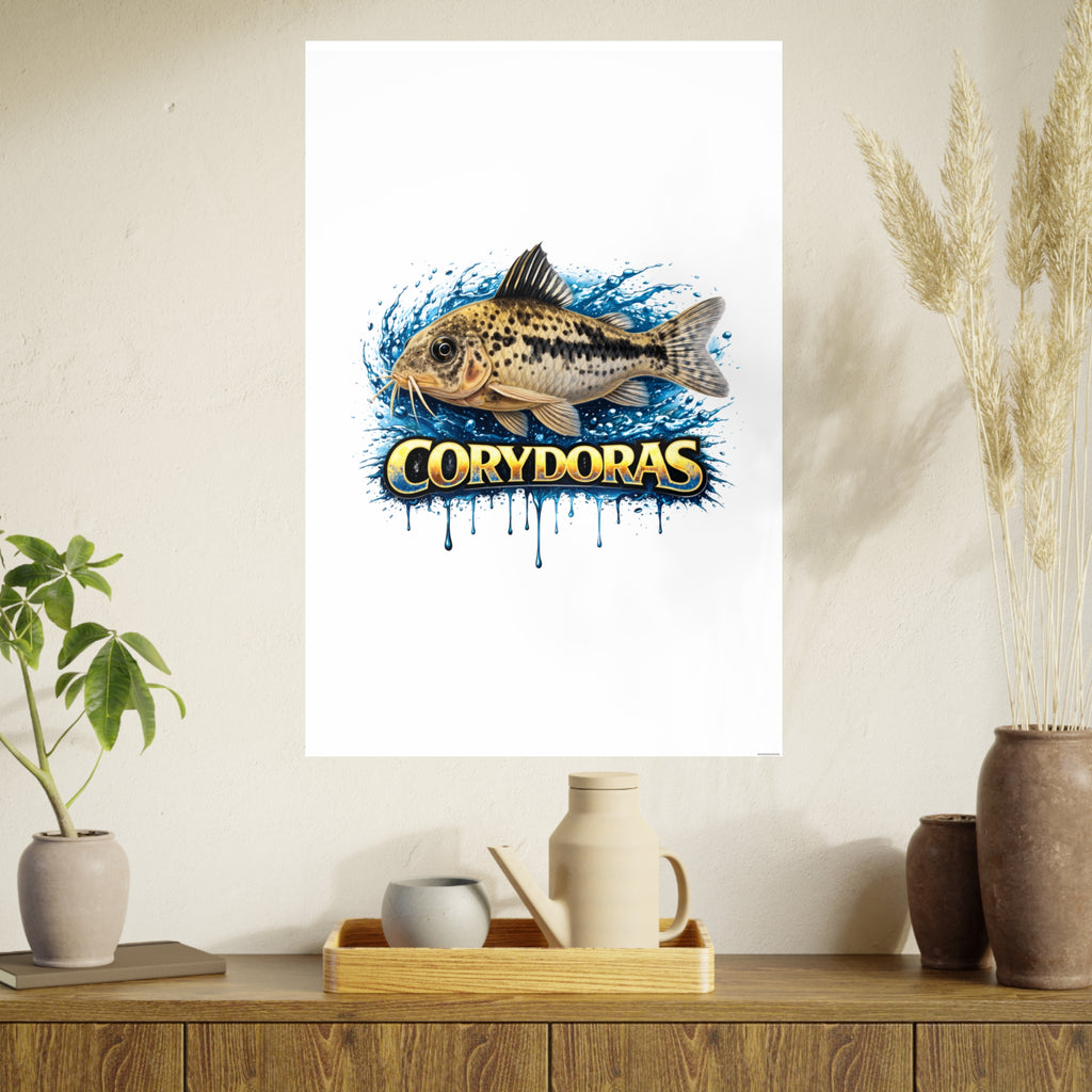Peppered Corydoras Fish Art Poster — Vibrant Aquarium Print