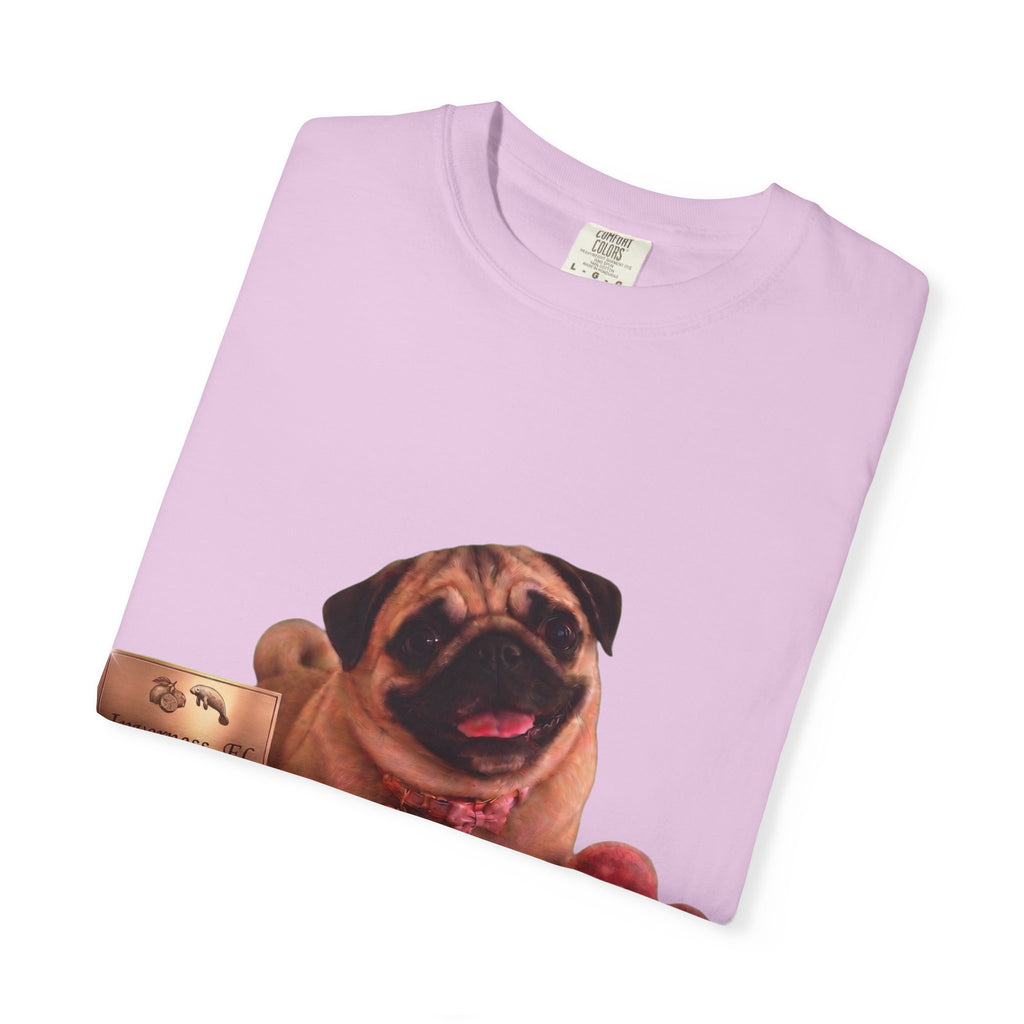 Pug Pet Portrait T-Shirt — Personalized "MIA" Dog Design