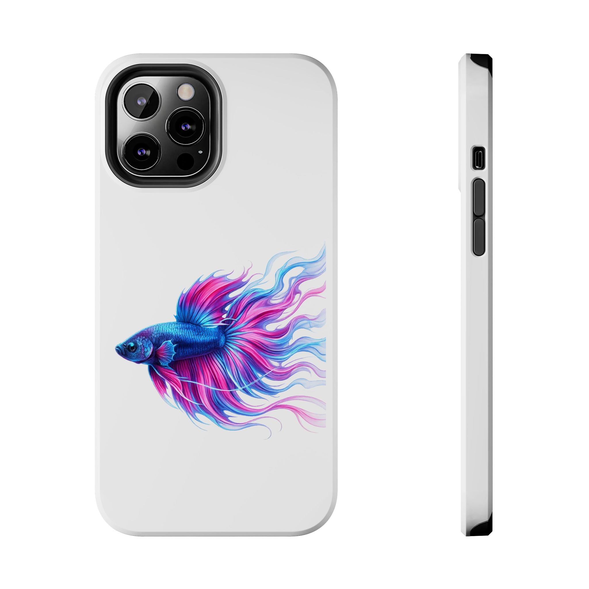Betta Fish Tough Phone Case — Colorful Blue & Pink Aquarium Art