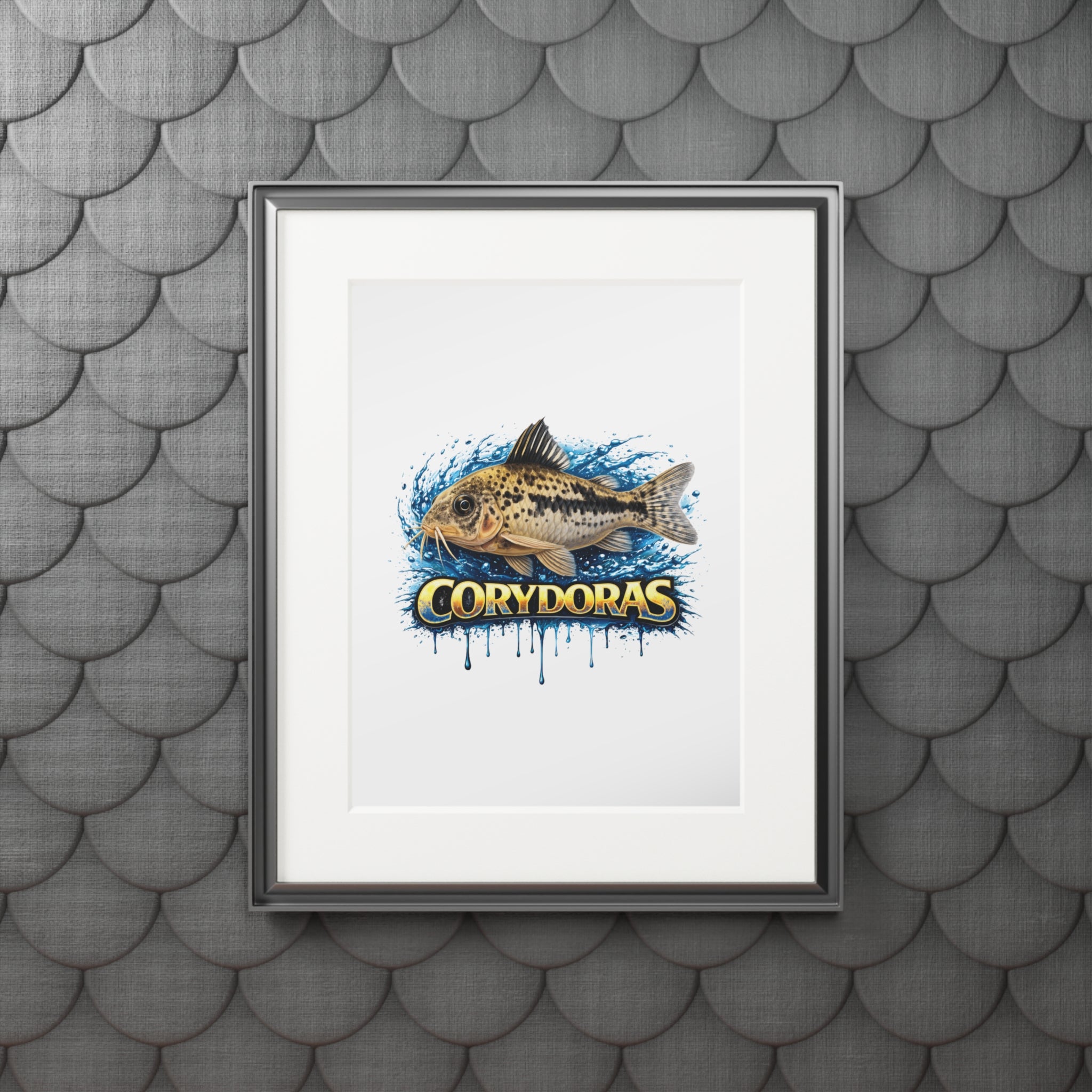 Peppered Corydoras Fish Fine Art Print with Passepartout Frame