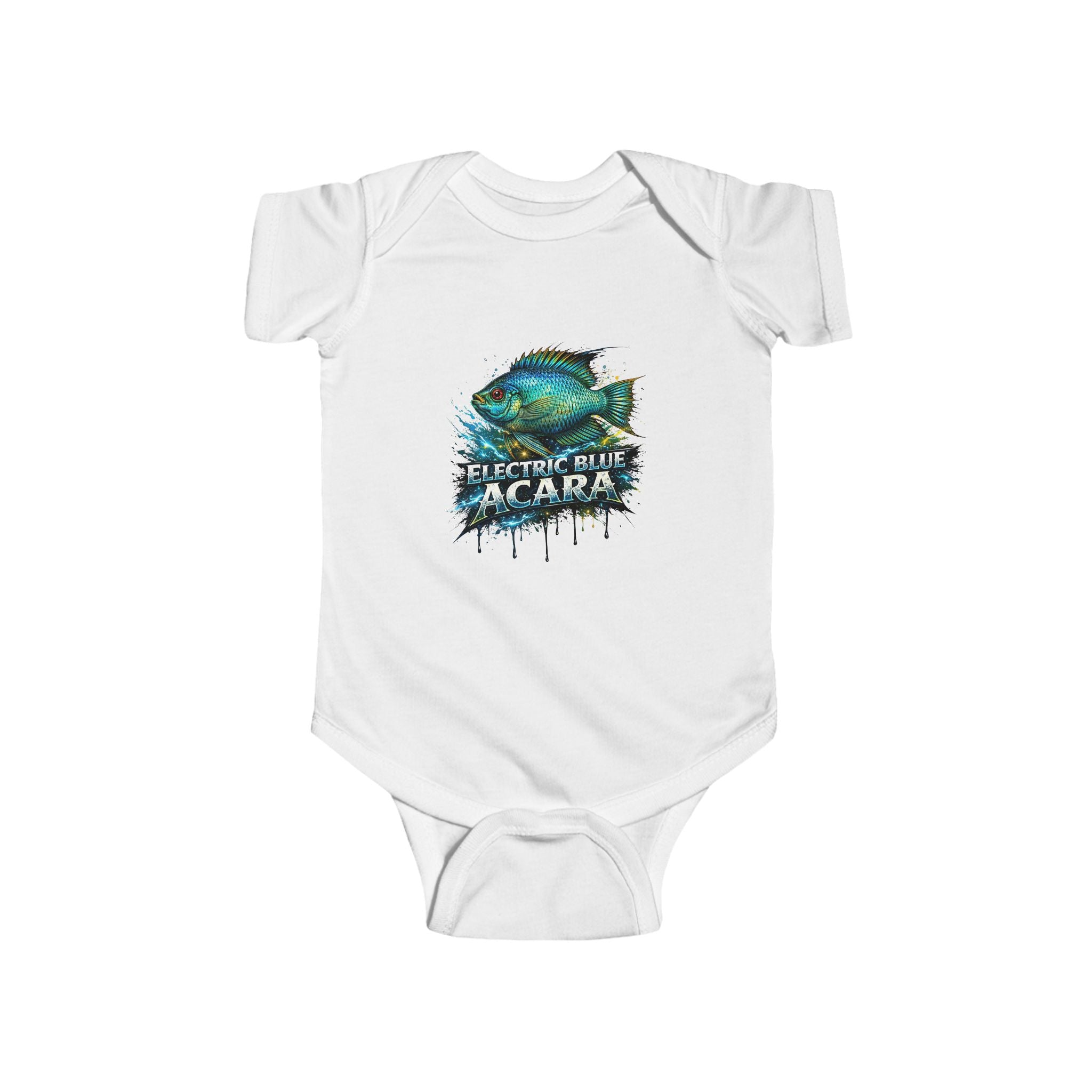 Electric Blue Acara Baby Bodysuit — Cute Fish Graphic Infant Onesie