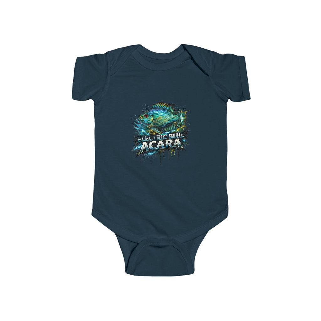 Electric Blue Acara Baby Bodysuit — Cute Fish Graphic Infant Onesie