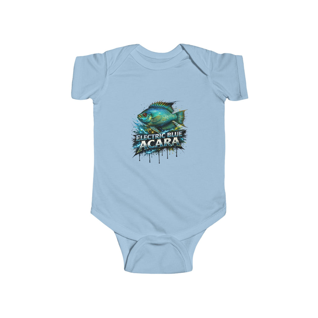 Electric Blue Acara Baby Bodysuit — Cute Fish Graphic Infant Onesie