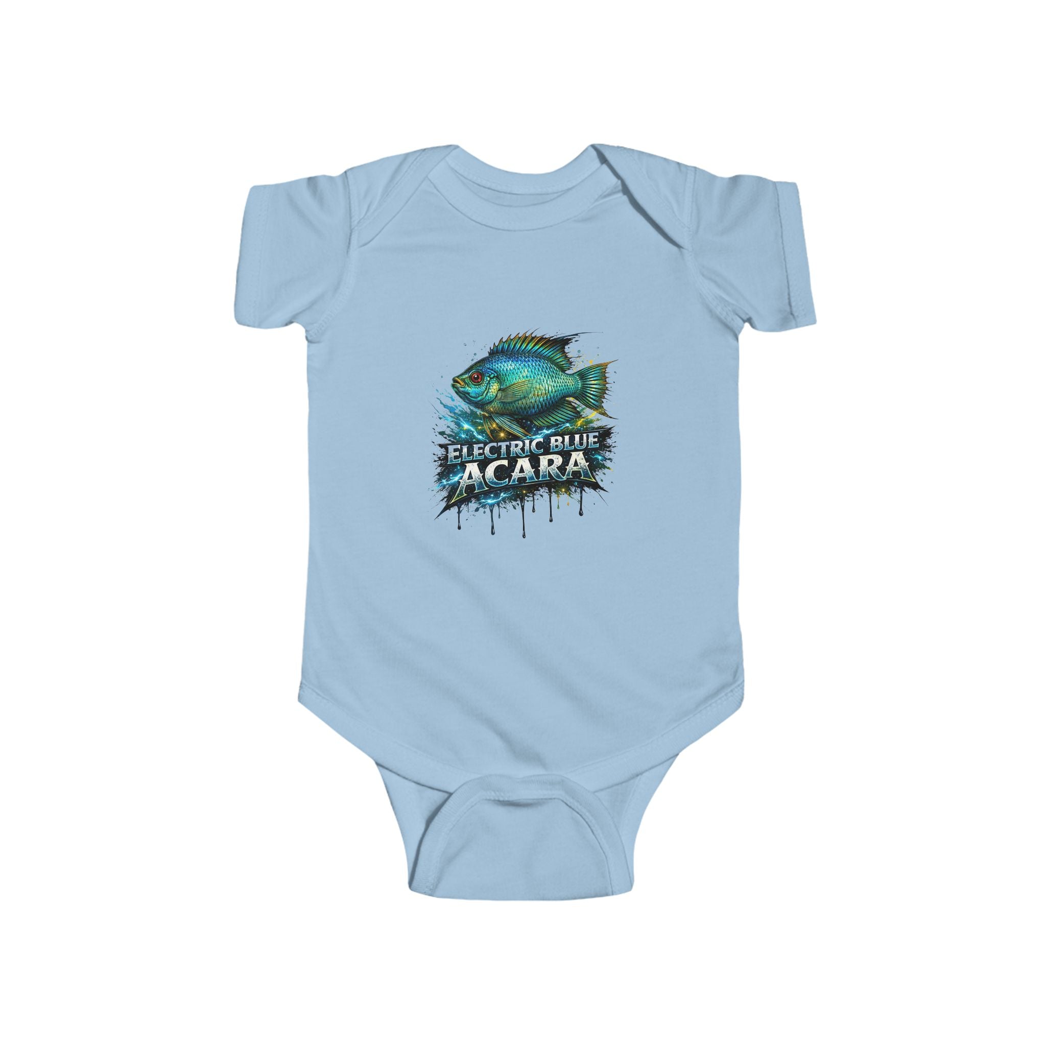 Electric Blue Acara Baby Bodysuit — Cute Fish Graphic Infant Onesie