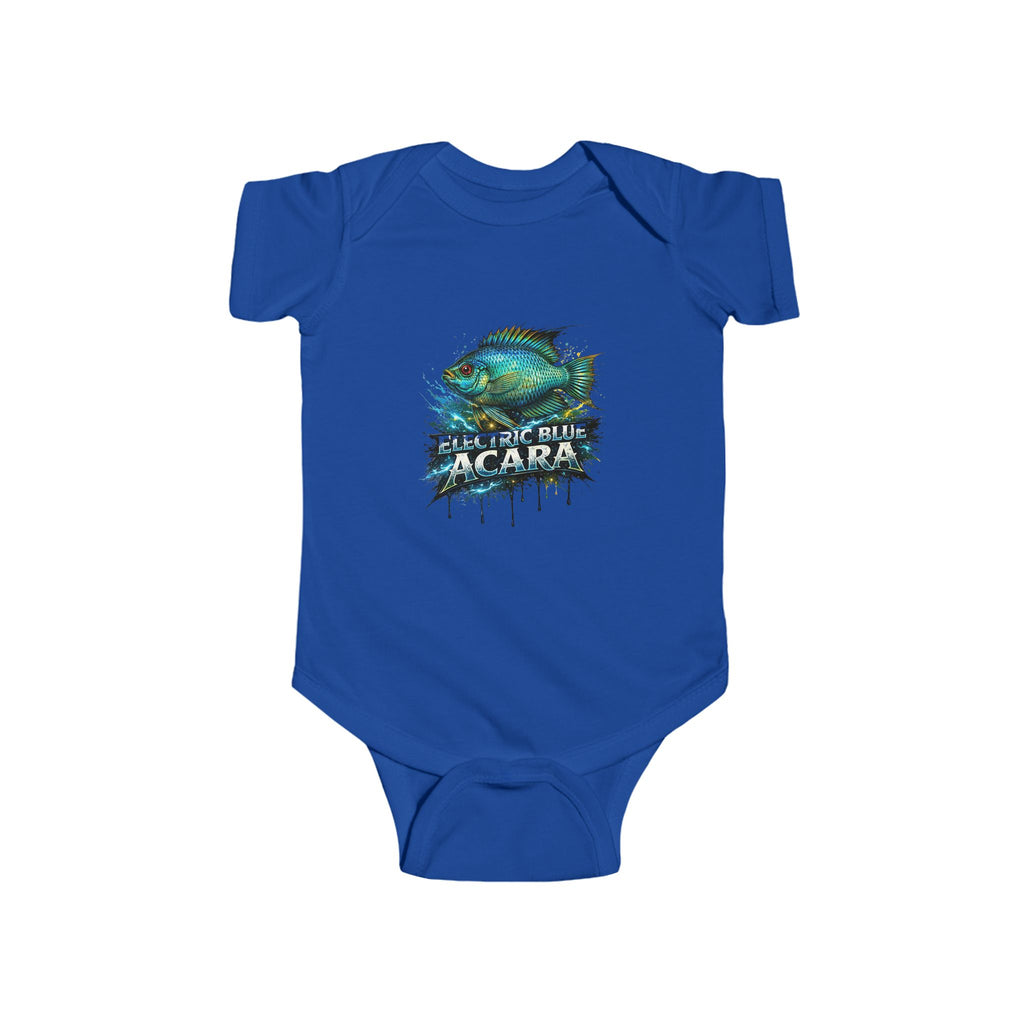 Electric Blue Acara Baby Bodysuit — Cute Fish Graphic Infant Onesie
