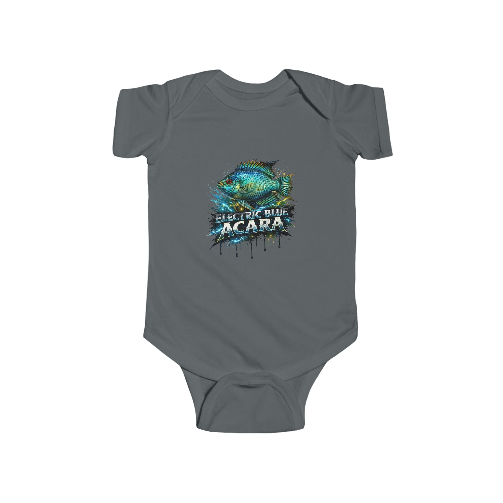 Electric Blue Acara Baby Bodysuit — Cute Fish Graphic Infant Onesie