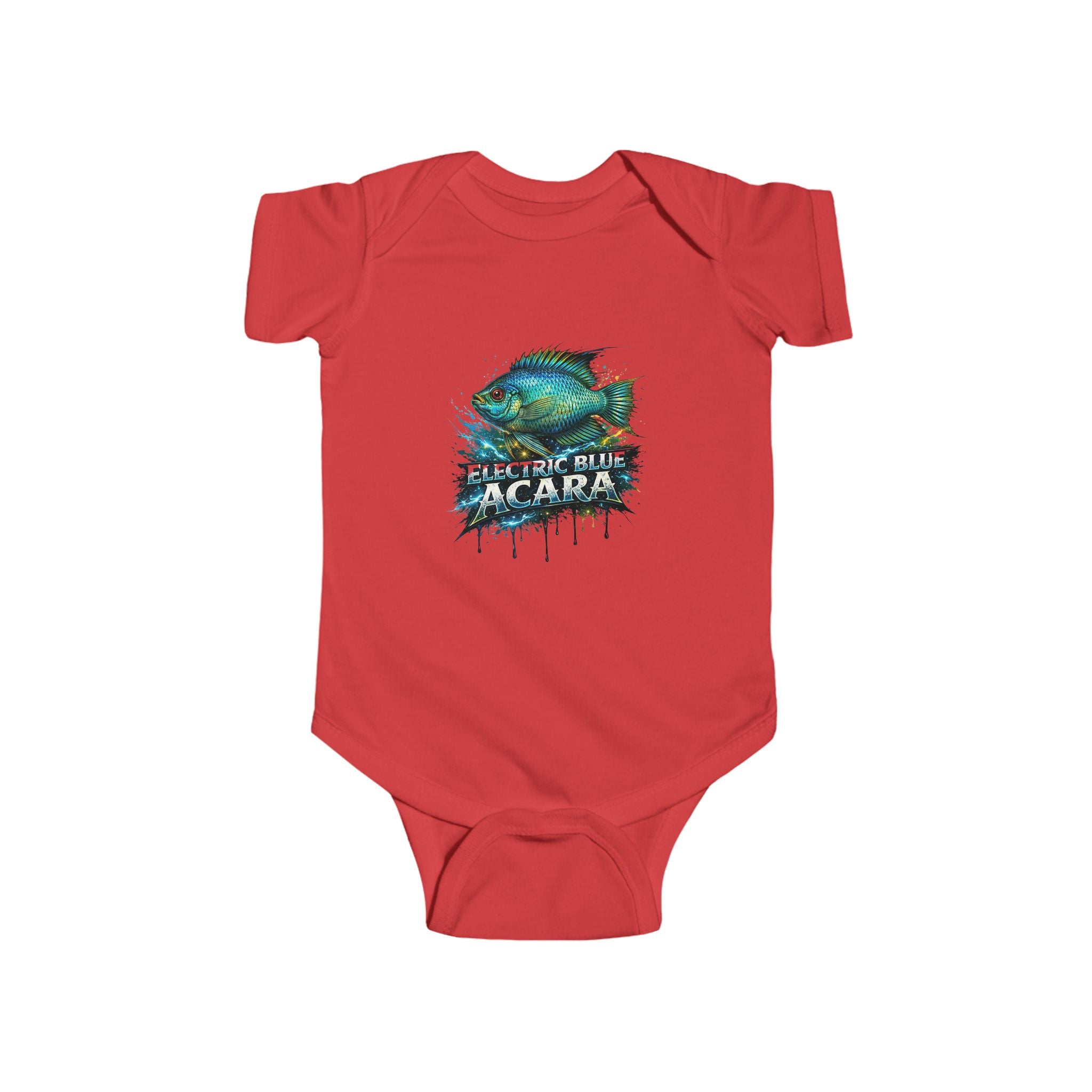 Electric Blue Acara Baby Bodysuit — Cute Fish Graphic Infant Onesie
