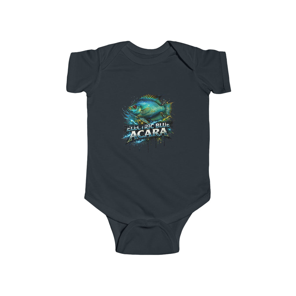 Electric Blue Acara Baby Bodysuit — Cute Fish Graphic Infant Onesie