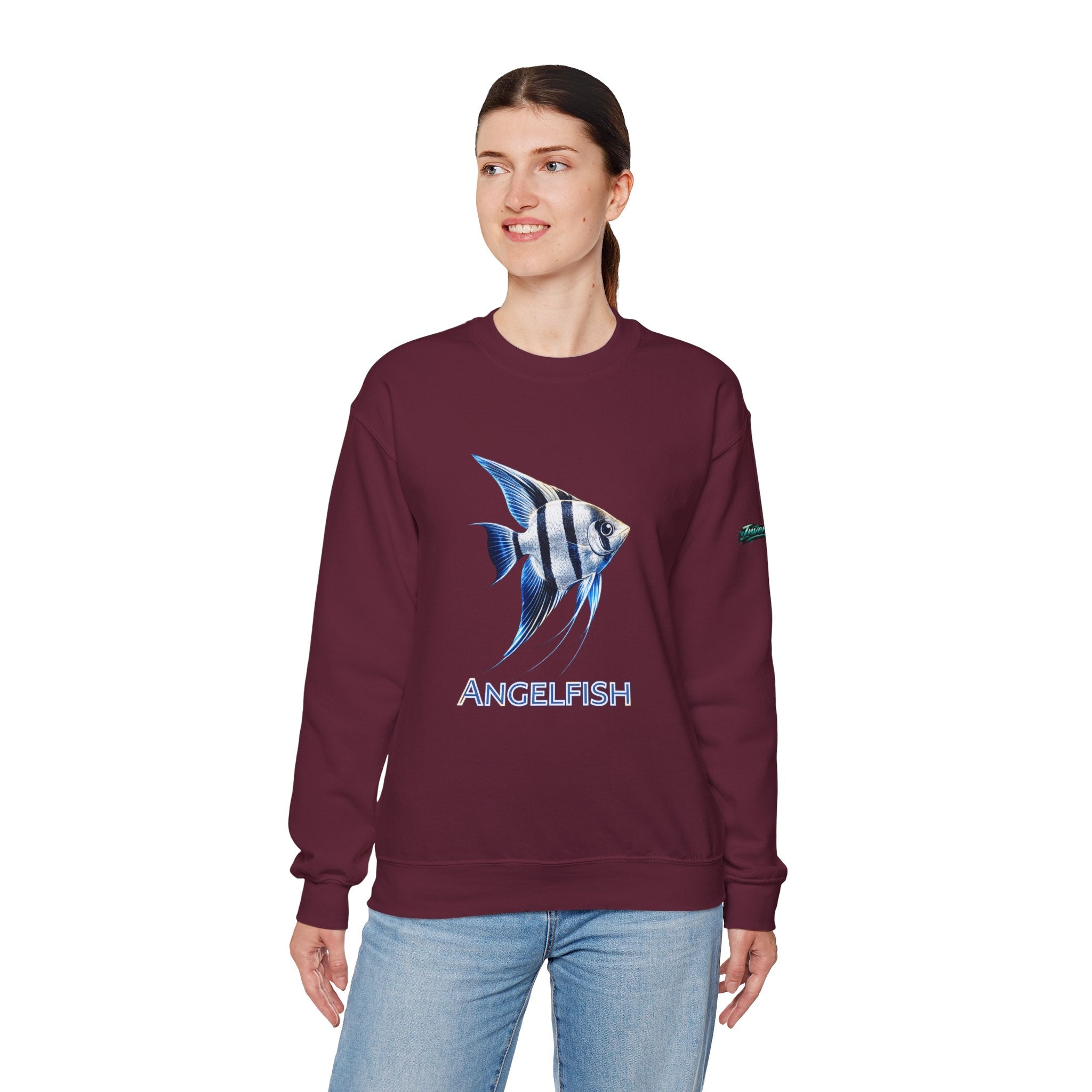 Angelfish Crewneck Sweatshirt — Blue Tropical Fish Graphic