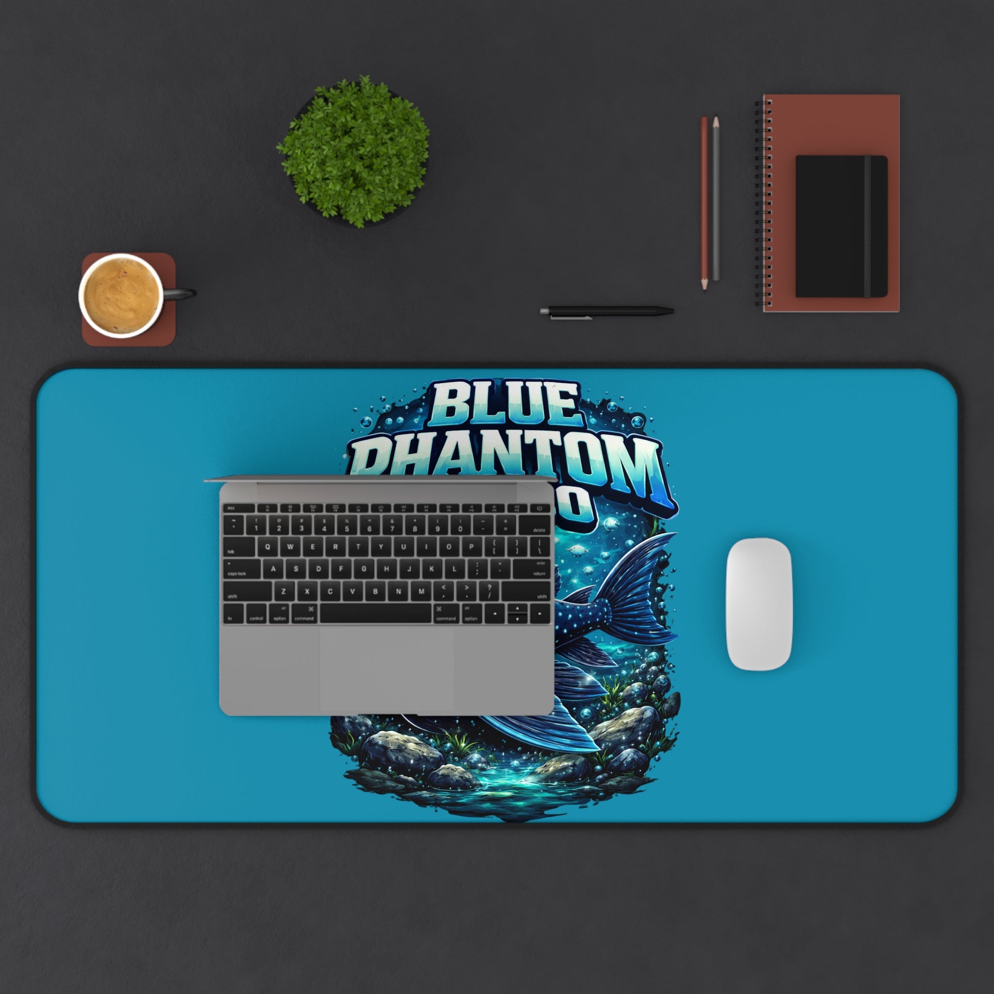 Blue Phantom Pleco Desk Mat — Aquarium Fish Gaming Mouse Pad
