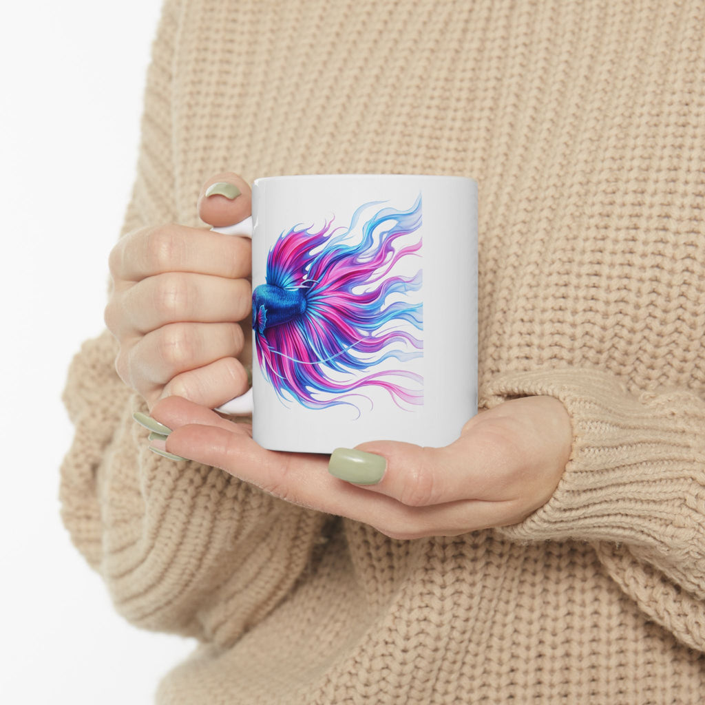 Colorful Betta Fish Ceramic Mug — Vibrant Aquatic Art Coffee Cup (11oz, 15oz)