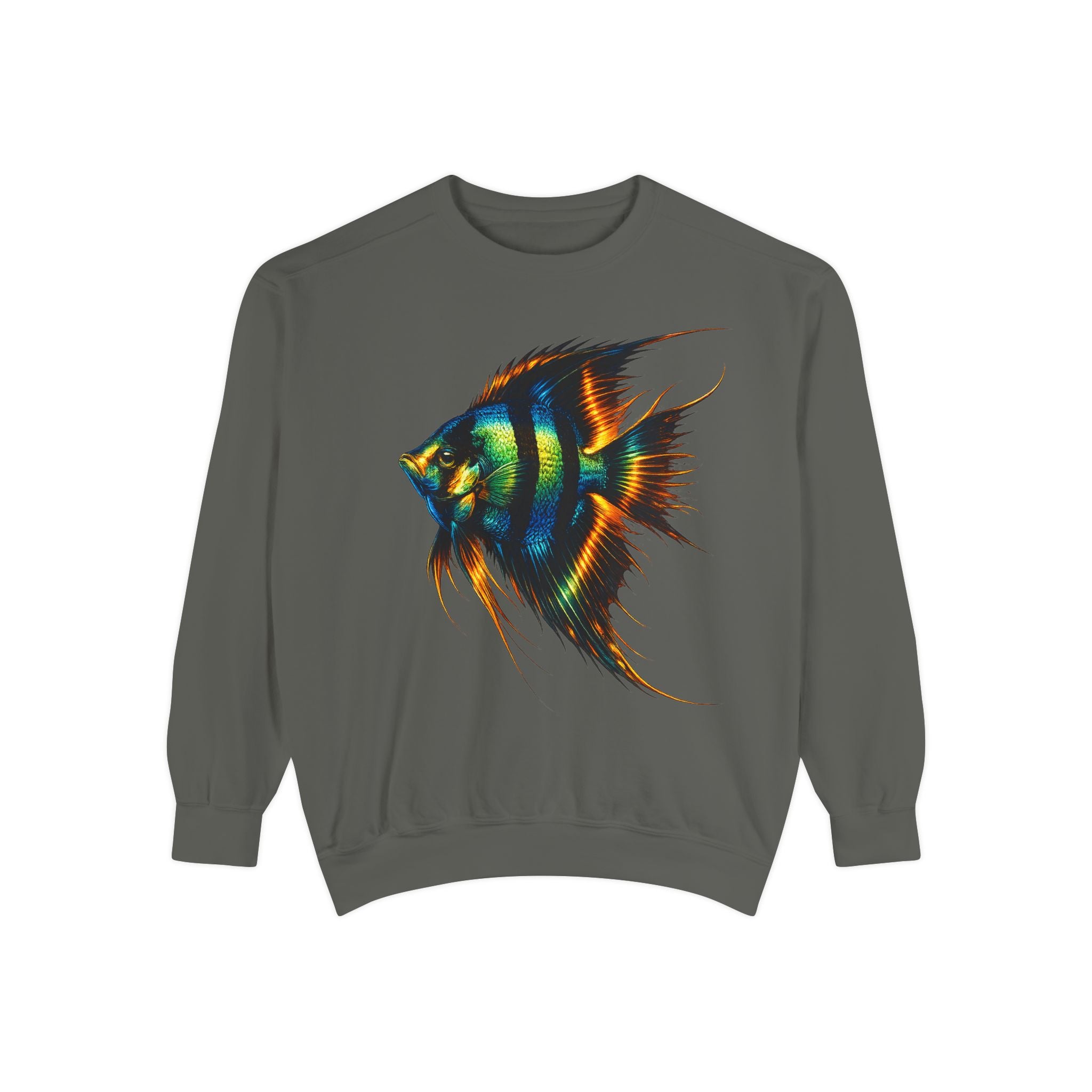 Angelfish Art Sweatshirt — Colorful Aquarium Fish Graphic Sweatshirt
