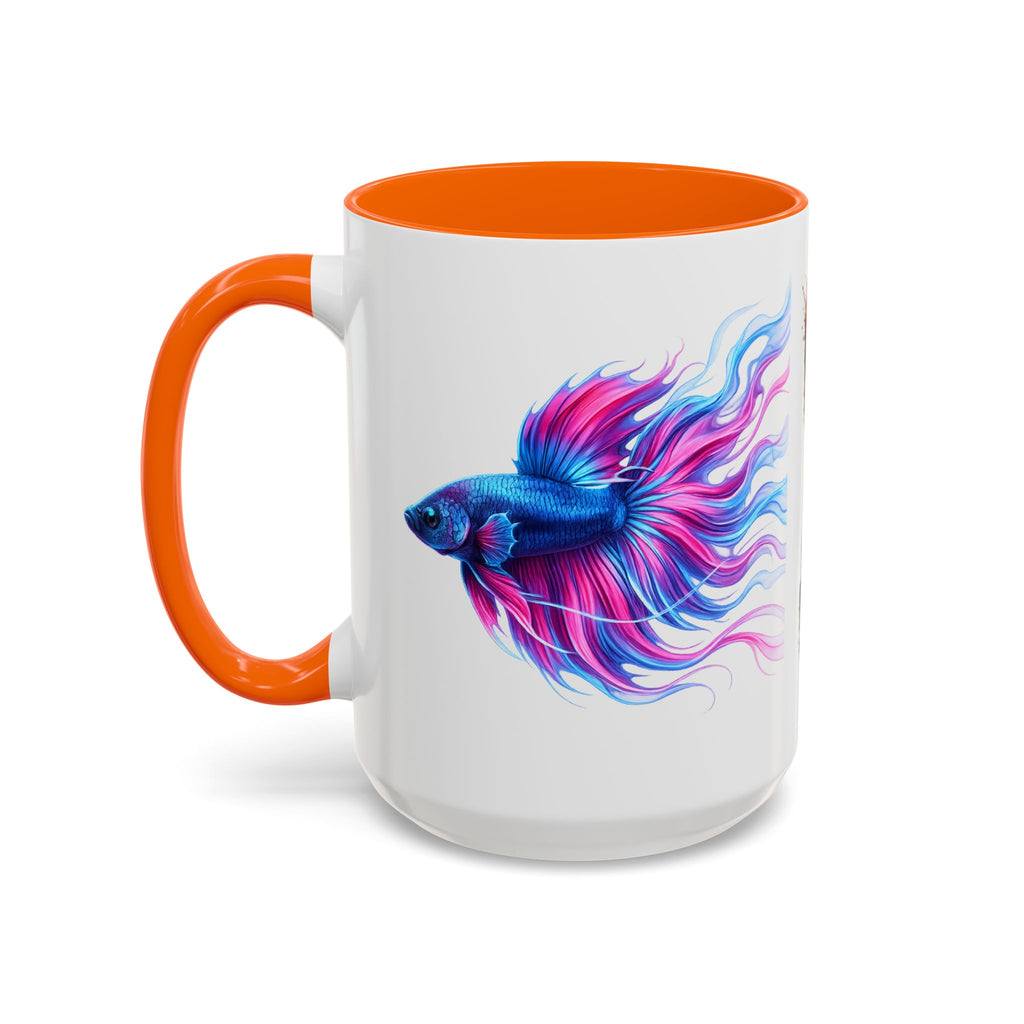 Betta Fish Accent Coffee Mug — Vibrant Neon Betta Design (11/15 oz)