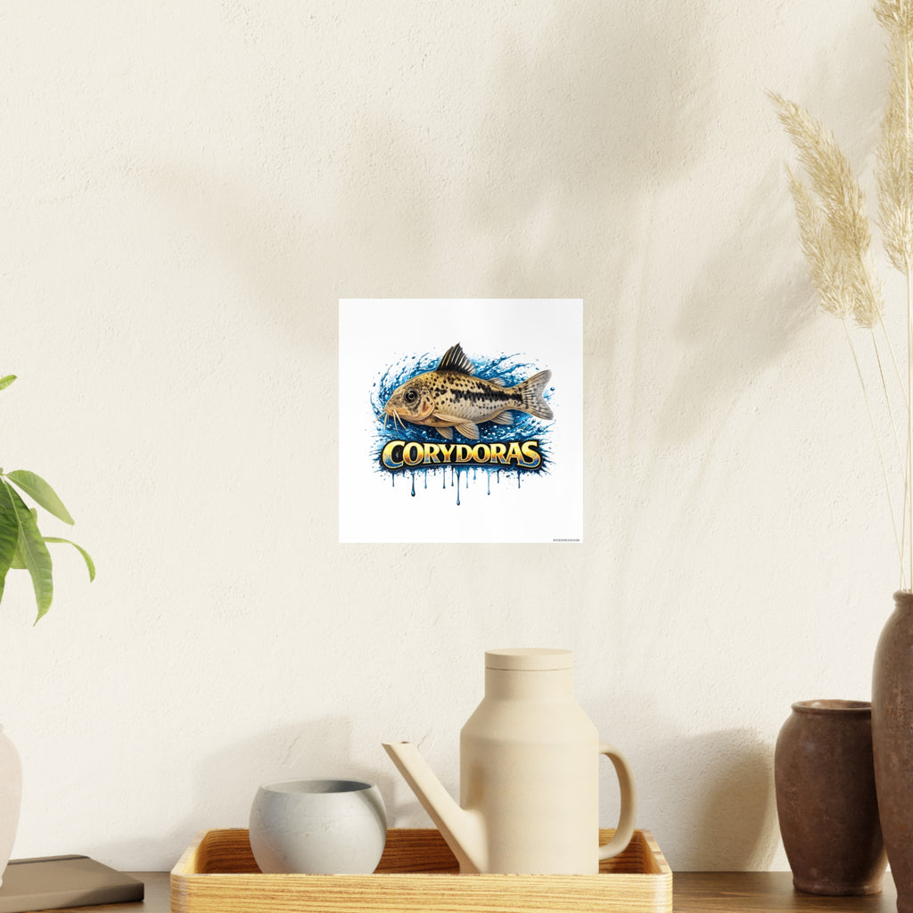 Peppered Corydoras Fish Art Poster — Vibrant Aquarium Print