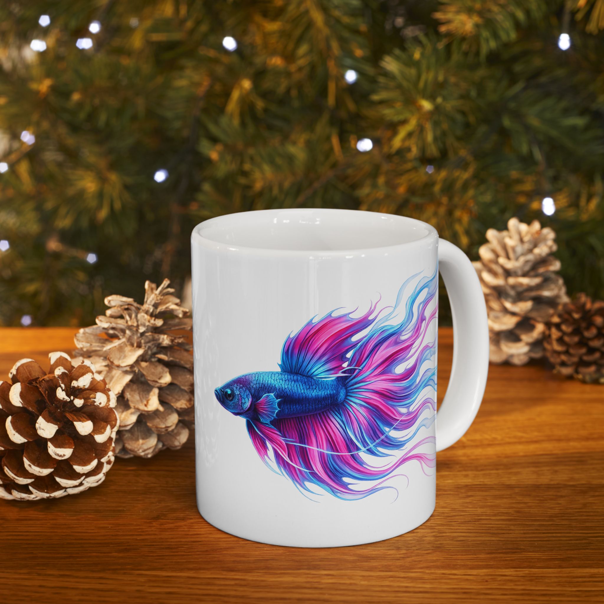 Colorful Betta Fish Ceramic Mug — Vibrant Aquatic Art Coffee Cup (11oz, 15oz)