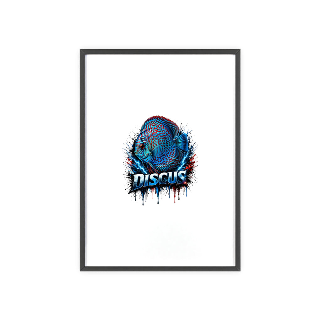 Discus Fish Poster with Wooden Frame — Colorful Aquarium Art Print