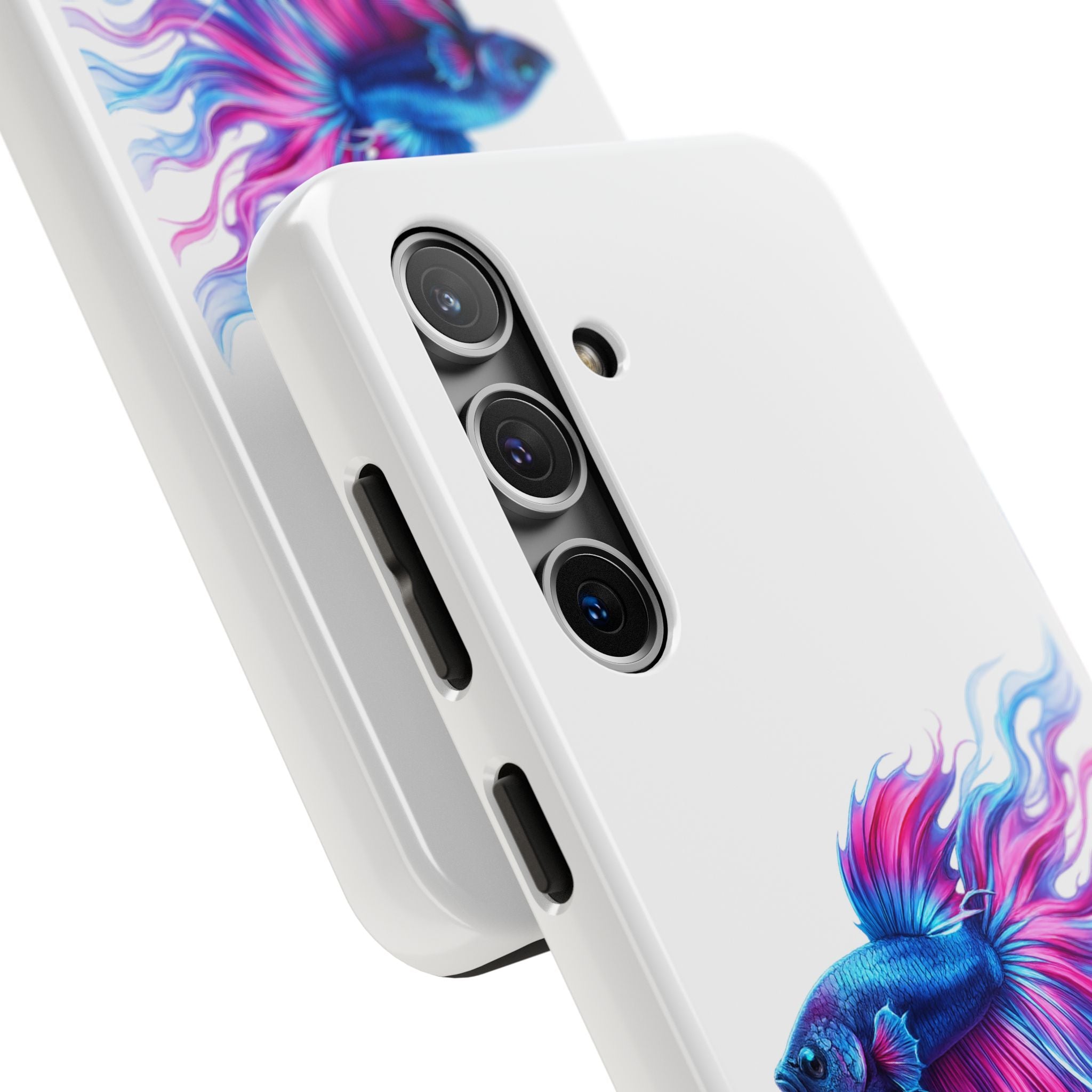 Betta Fish Tough Phone Case — Colorful Blue & Pink Aquarium Art