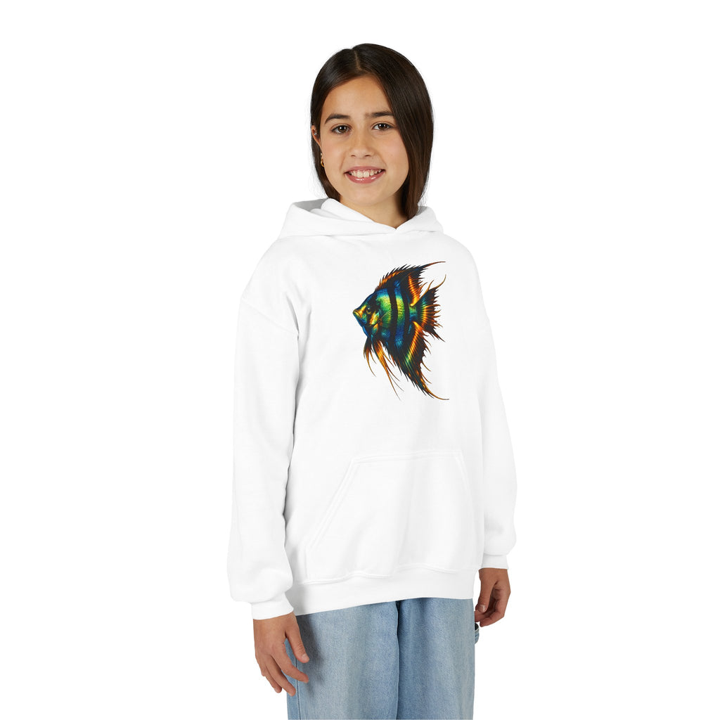 Youth Angelfish Hoodie - Colorful Aquarium Fish Graphic Sweatshirt