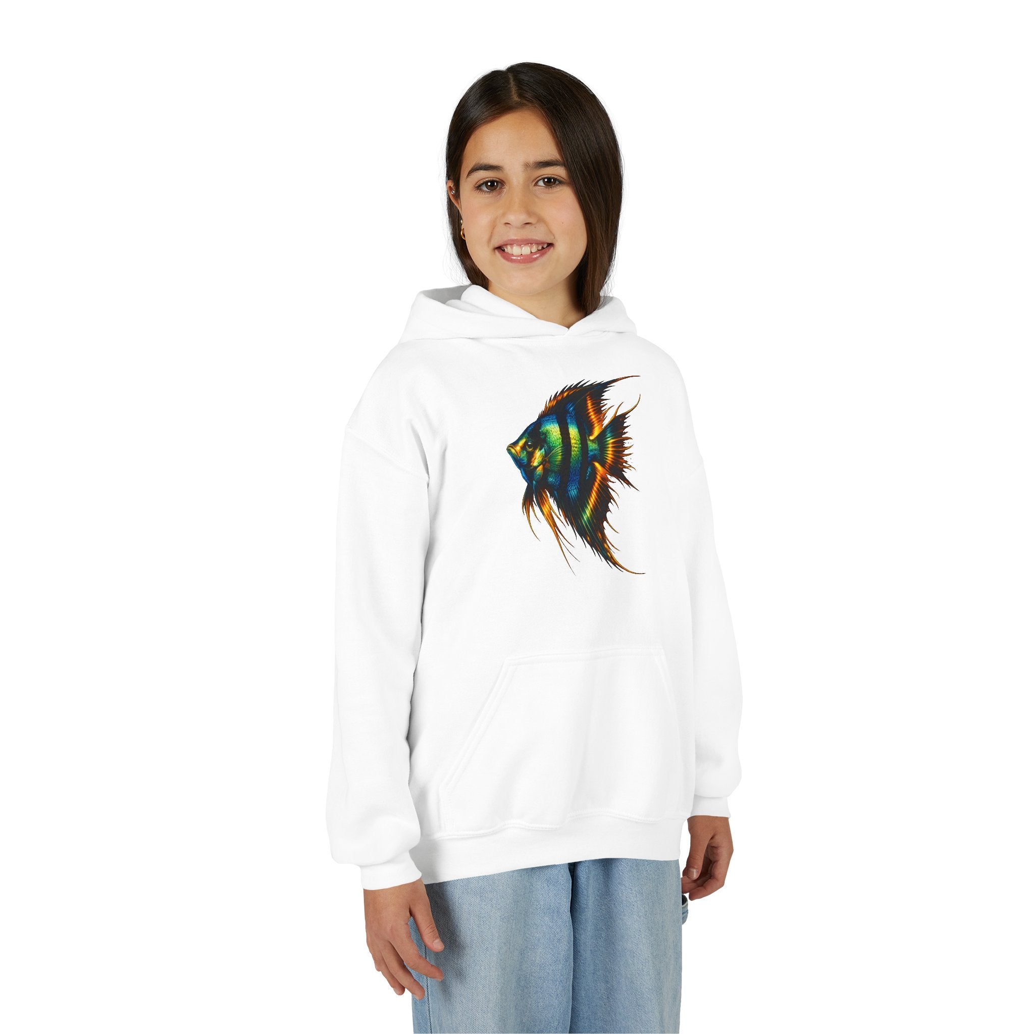 Youth Angelfish Hoodie - Colorful Aquarium Fish Graphic Sweatshirt