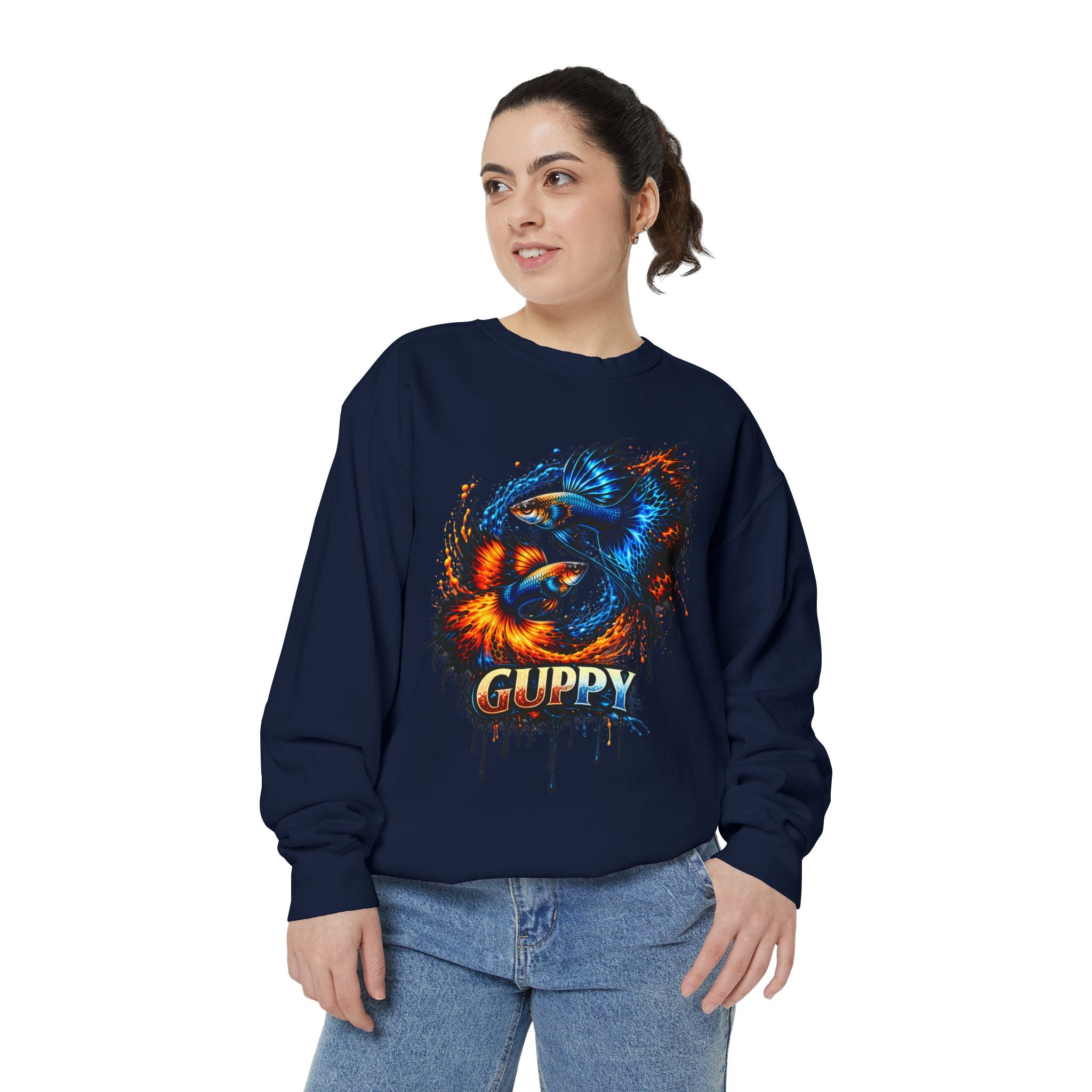 Fire & Ice Guppy – Premium "Neon Flare" Garment-Dyed Sweatshirt