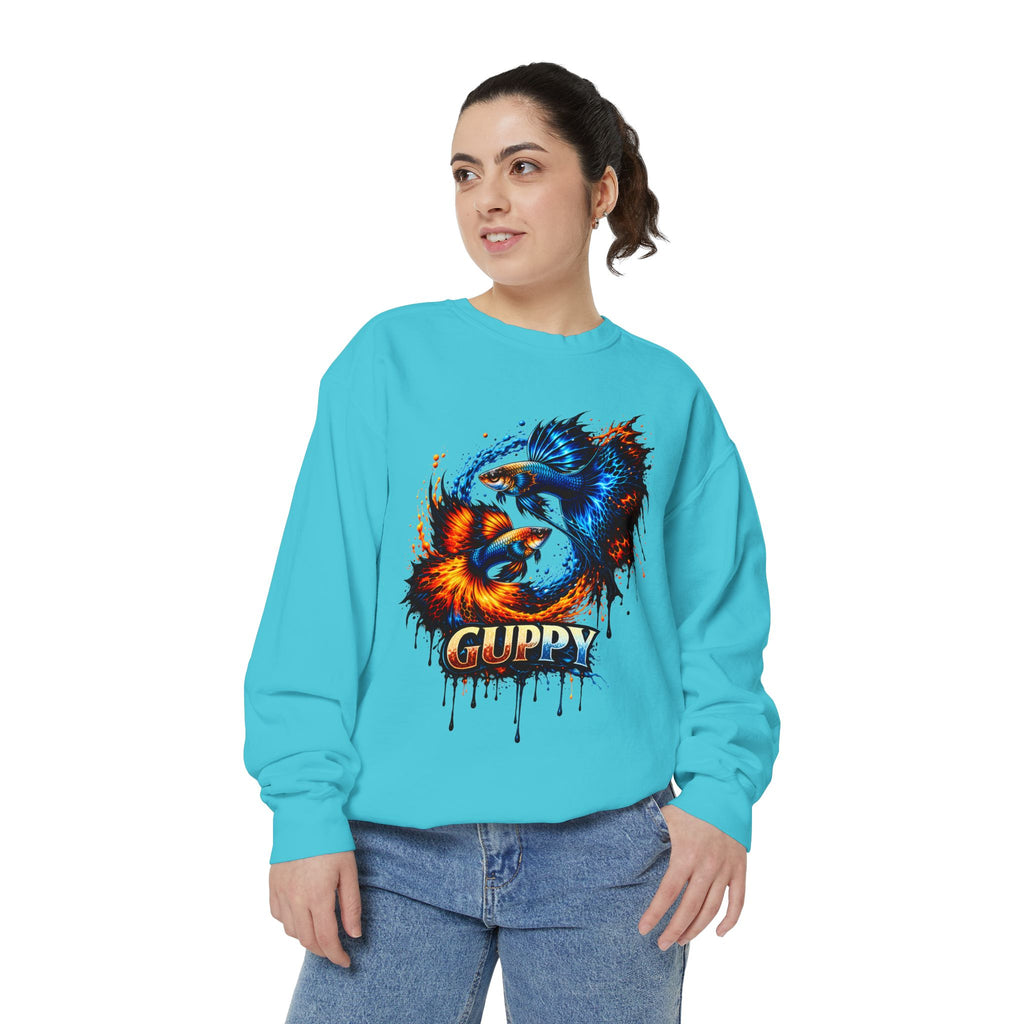 Fire & Ice Guppy – Premium "Neon Flare" Garment-Dyed Sweatshirt