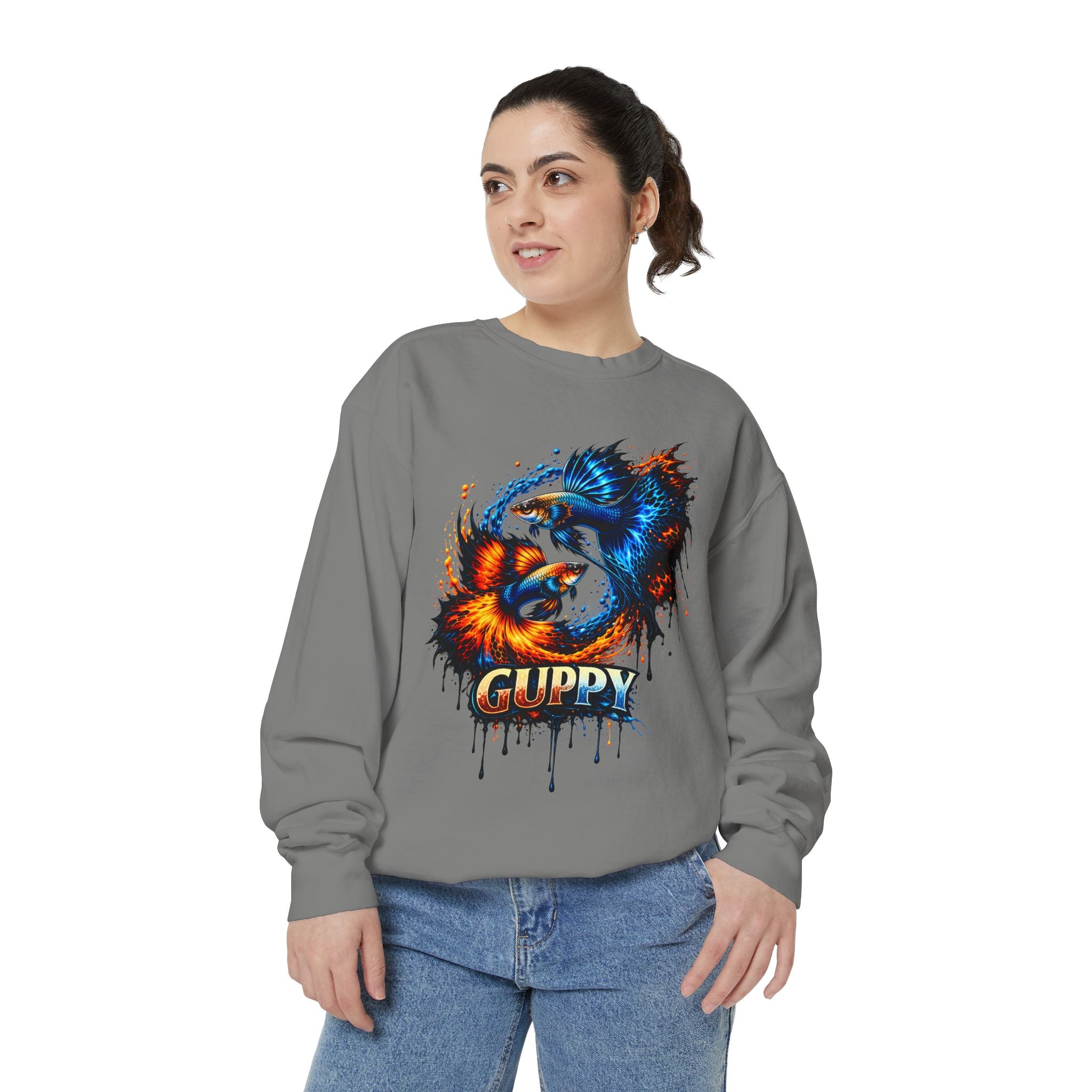 Fire & Ice Guppy – Premium "Neon Flare" Garment-Dyed Sweatshirt