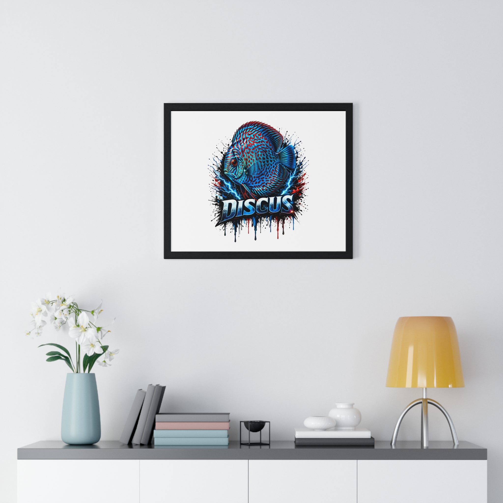 Discus Fish Framed Poster — Colorful Aquarium Artwork