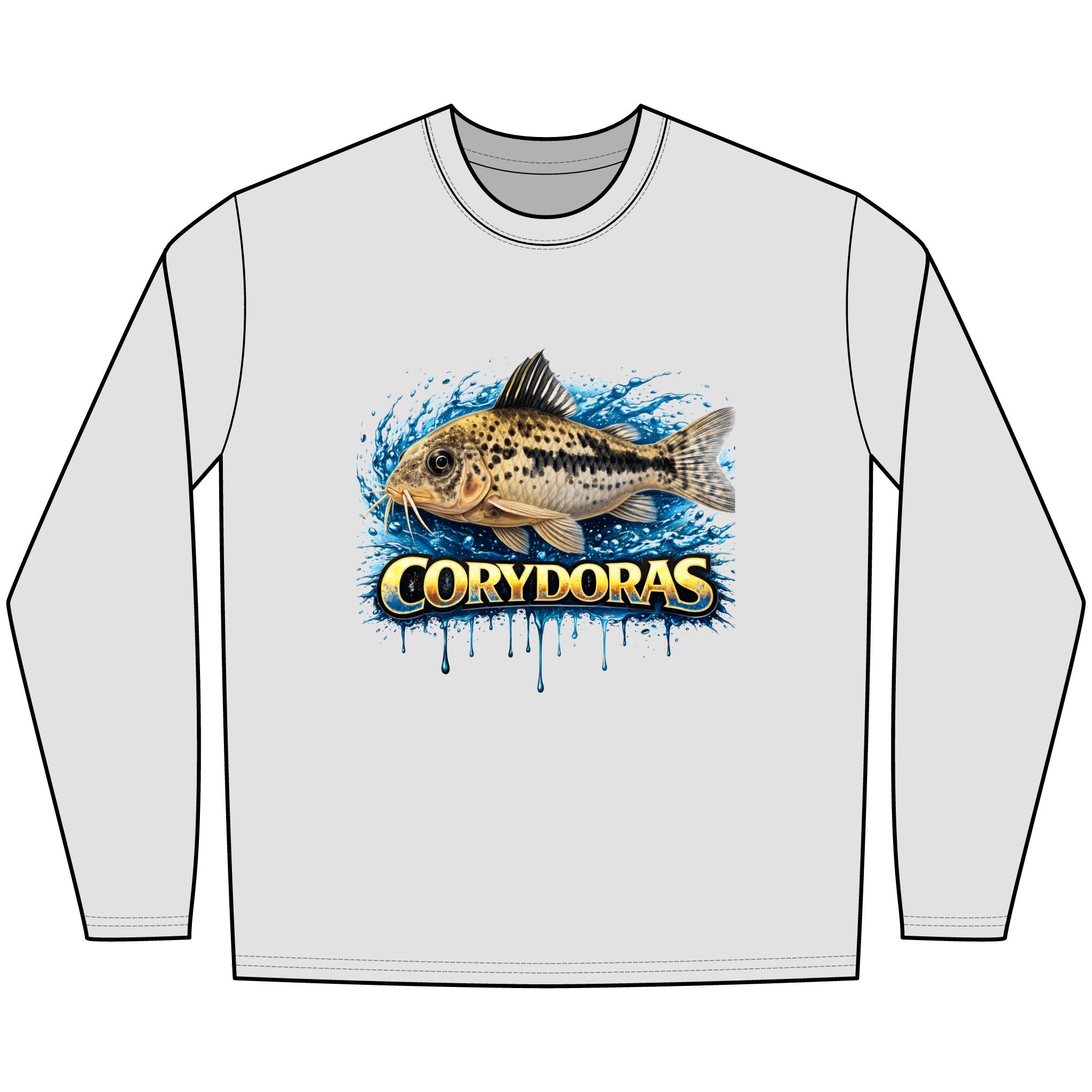 Peppered Corydoras Fish Technical Performance Long-Sleeve – Aquarium Catfish Graphic Shirt