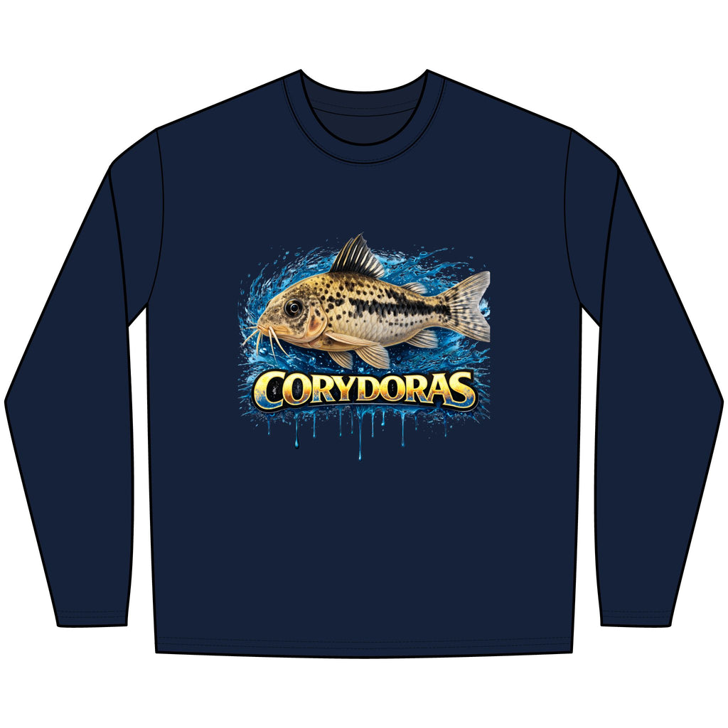Peppered Corydoras Fish Technical Performance Long-Sleeve – Aquarium Catfish Graphic Shirt