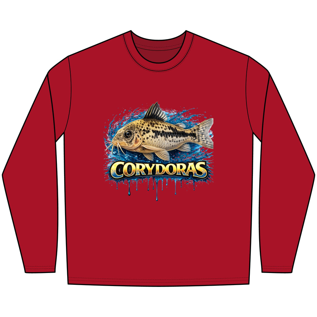 Peppered Corydoras Fish Technical Performance Long-Sleeve – Aquarium Catfish Graphic Shirt