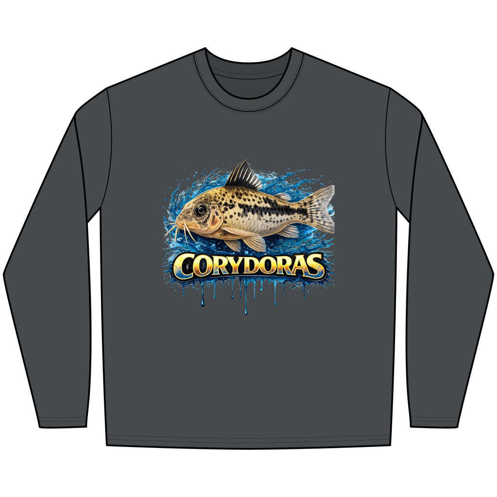 Peppered Corydoras Fish Technical Performance Long-Sleeve – Aquarium Catfish Graphic Shirt
