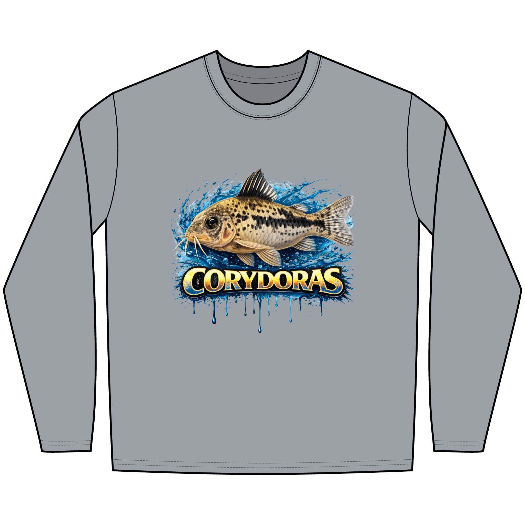 Peppered Corydoras Fish Technical Performance Long-Sleeve – Aquarium Catfish Graphic Shirt